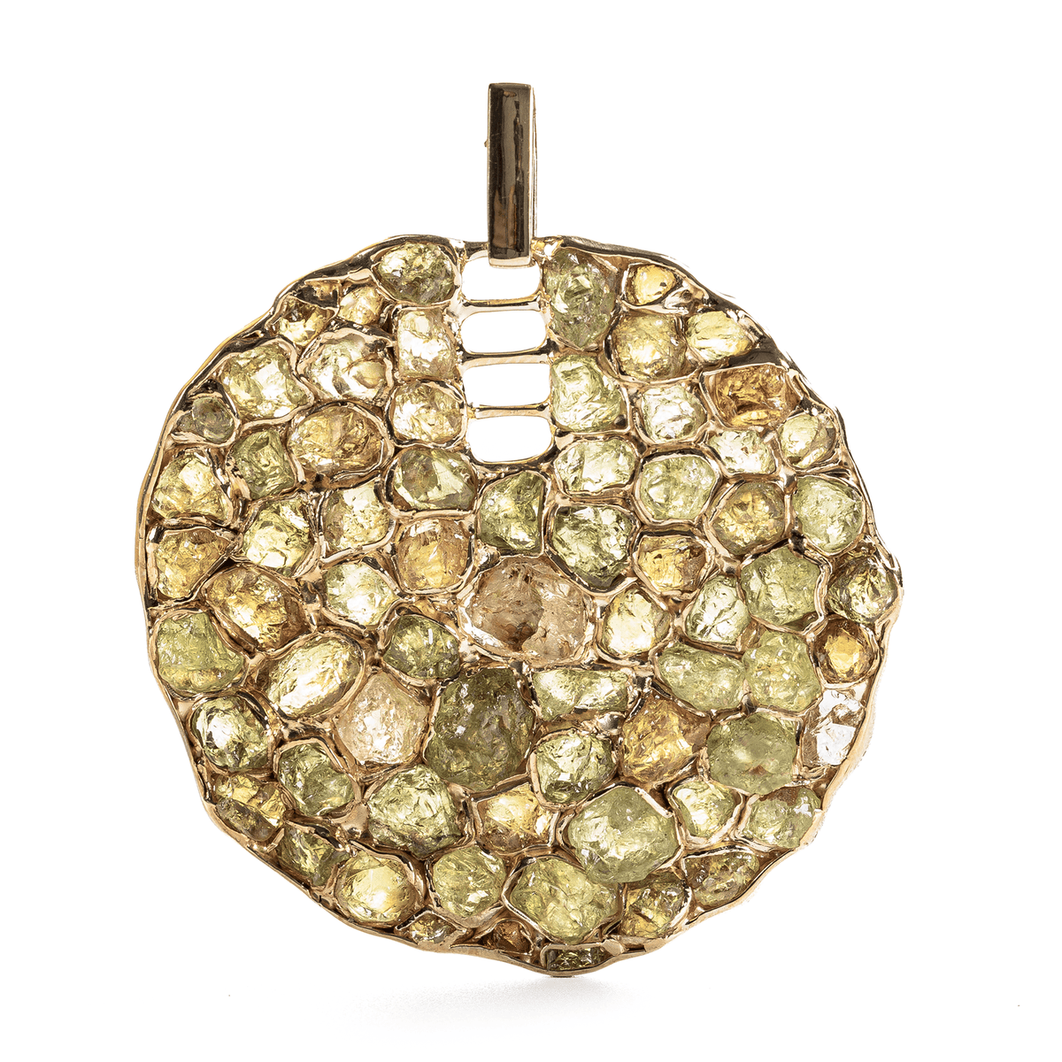 Opus Singular Edition Natural Raw Chrysoberyl Mosaic Silver Pendant