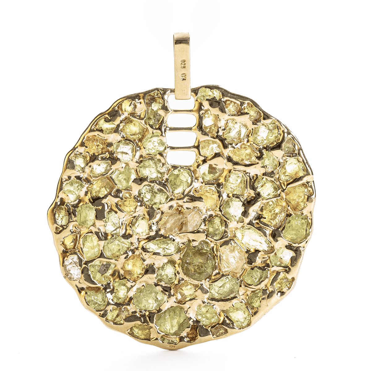 Opus Singular Edition Natural Raw Chrysoberyl Mosaic Silver Pendant