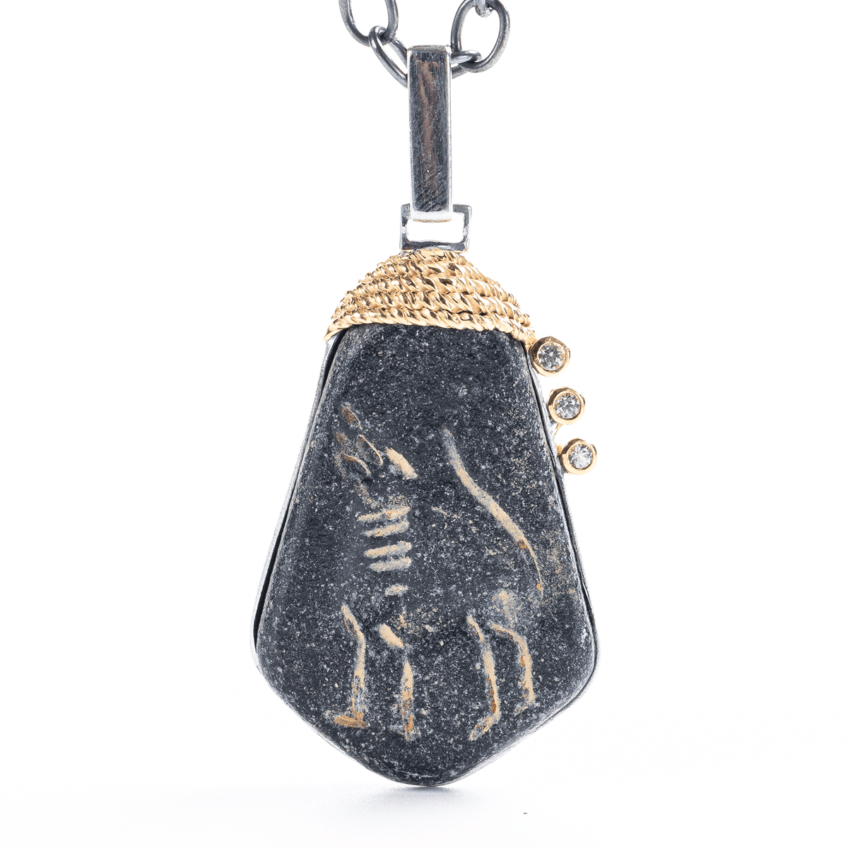 Turru Rare Ancient Mesopotamian Artifact Pendant with Green Sapphires