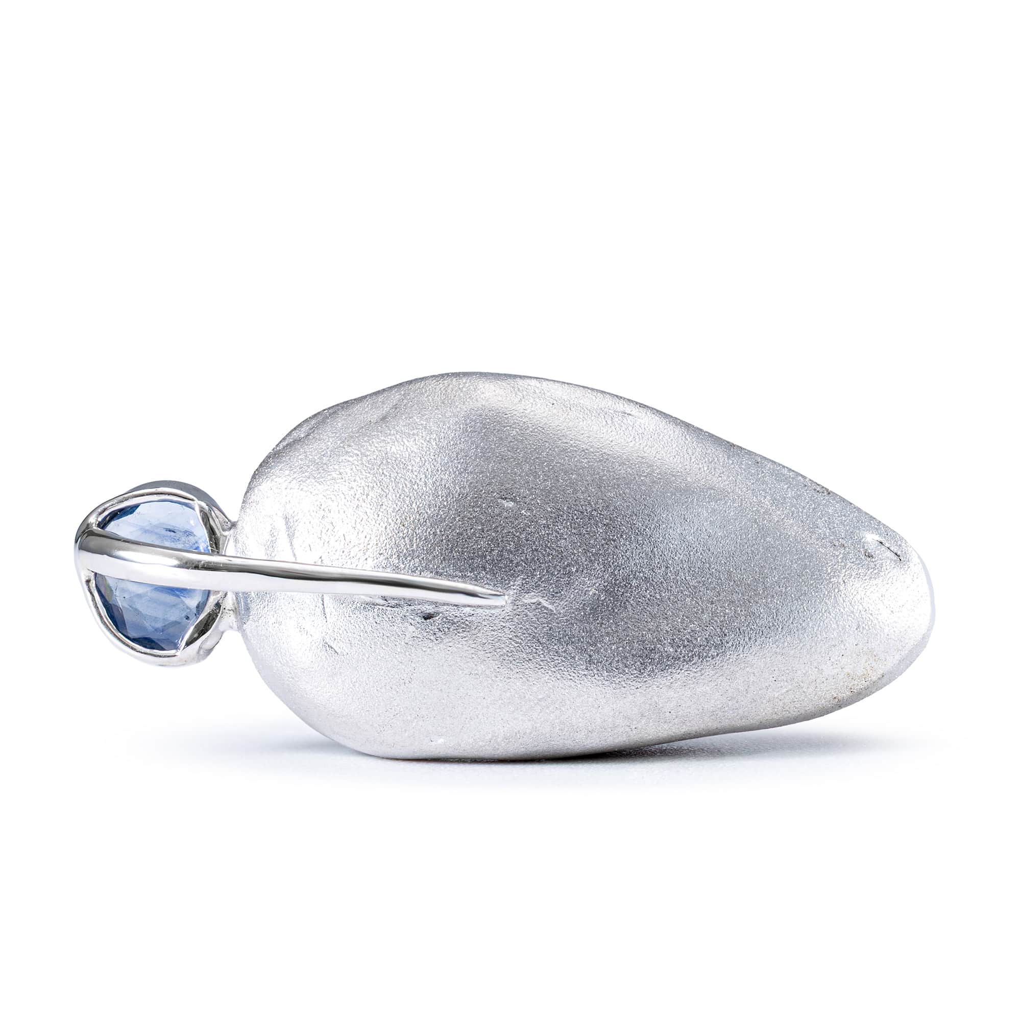 Manes Sterling Silver Pendant with Ancient Mediterranean Limestone Maskette & Natural Blue Sapphire