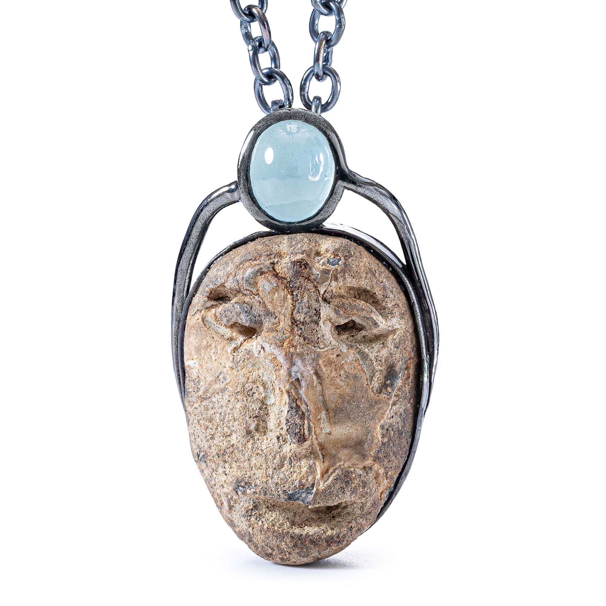 Strix Sterling Silver Pendant with Ancient Mediterranean Limestone