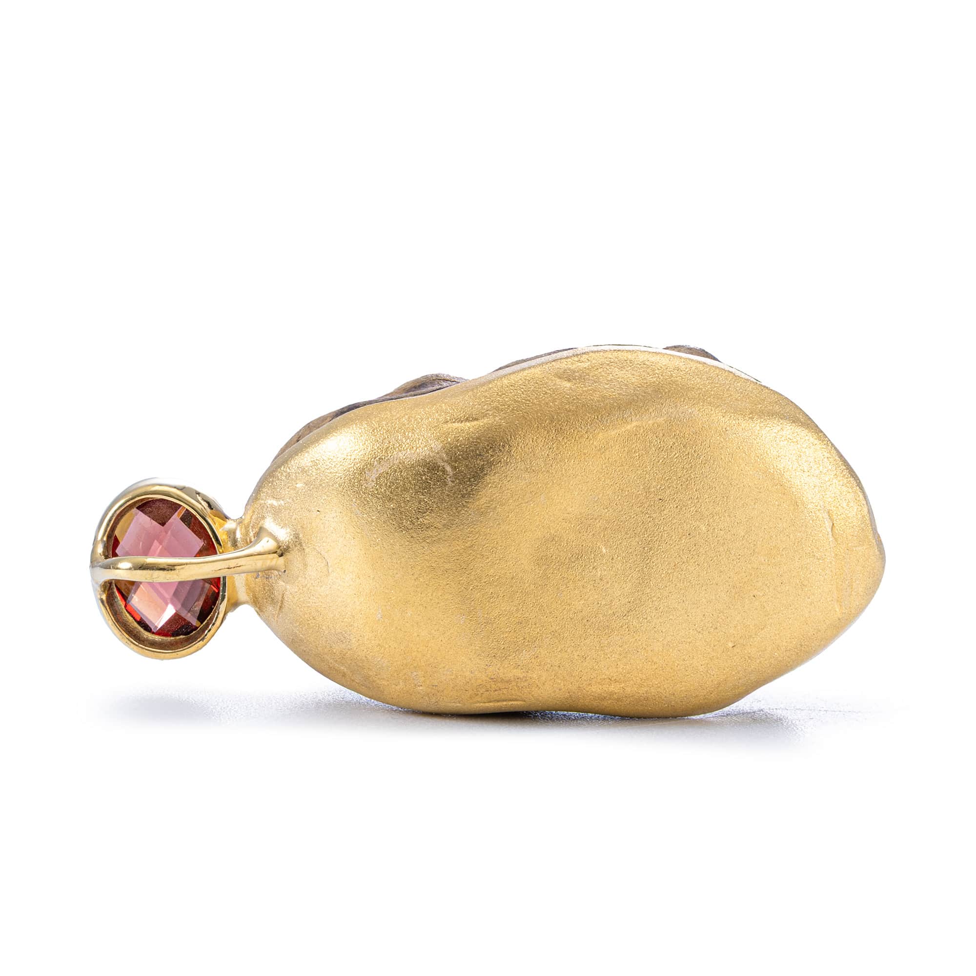 Eirene Sterling Silver Pendant with Ancient Mediterranean Limestone Maskette & Pink Tourmaline