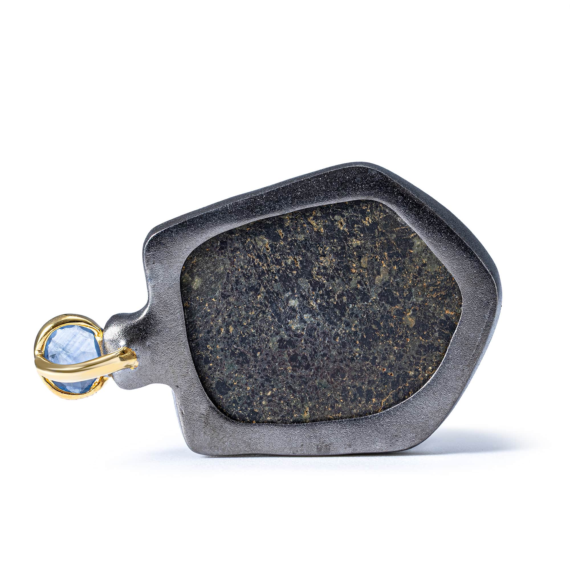 Adad Sterling Silver Pendant with Ancient Near Eastern Steatite Amulet and Blue Sapphire