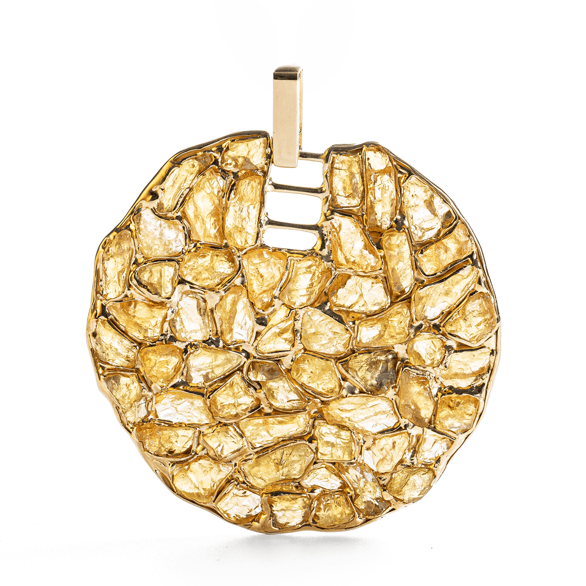 Anzah Singular Edition Natural Raw Chrysoberyl Mosaic Silver Pendant