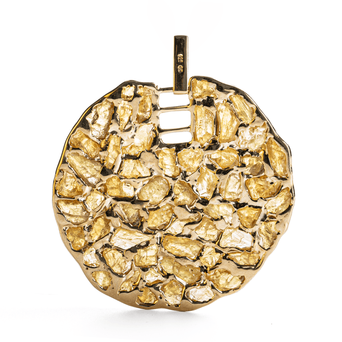 Anzah Singular Edition Natural Raw Chrysoberyl Mosaic Silver Pendant