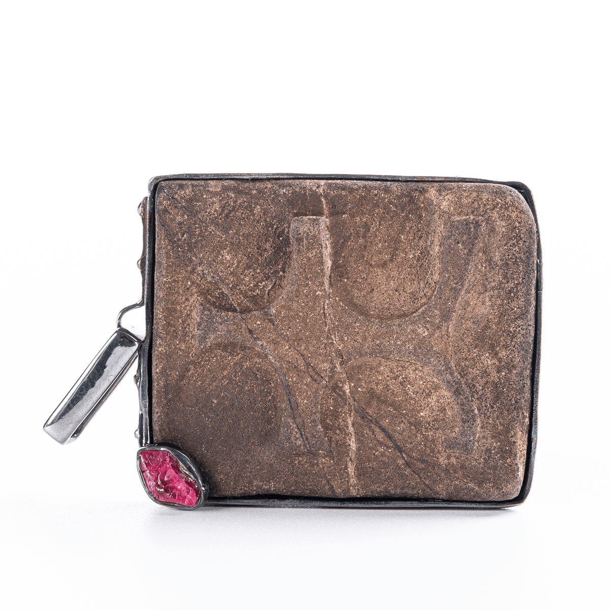 Xylon Authentic Ancient Mesopotamian Amulet Pendant with Natural Raw Ruby
