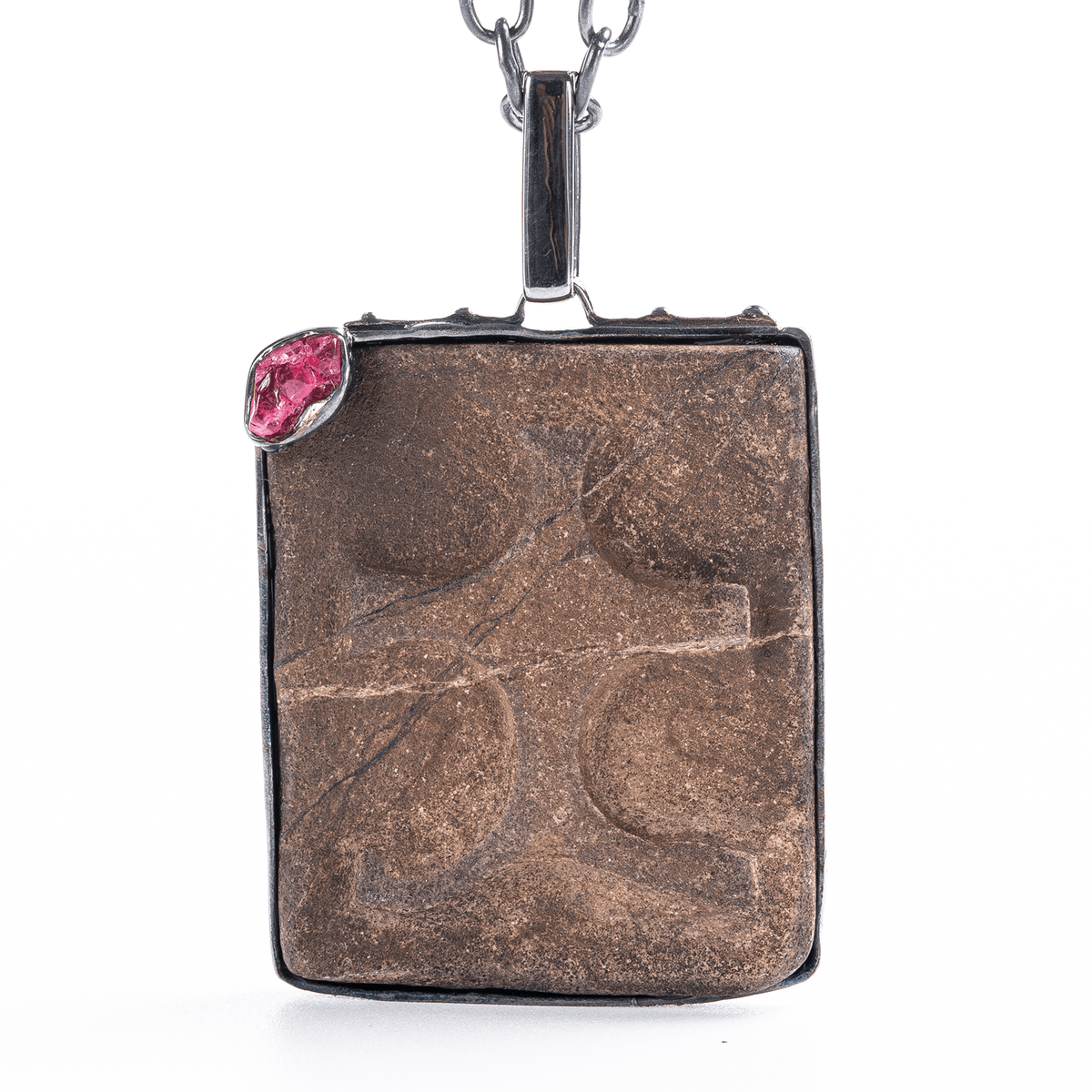 Xylon Authentic Ancient Mesopotamian Amulet Pendant with Natural Raw Ruby
