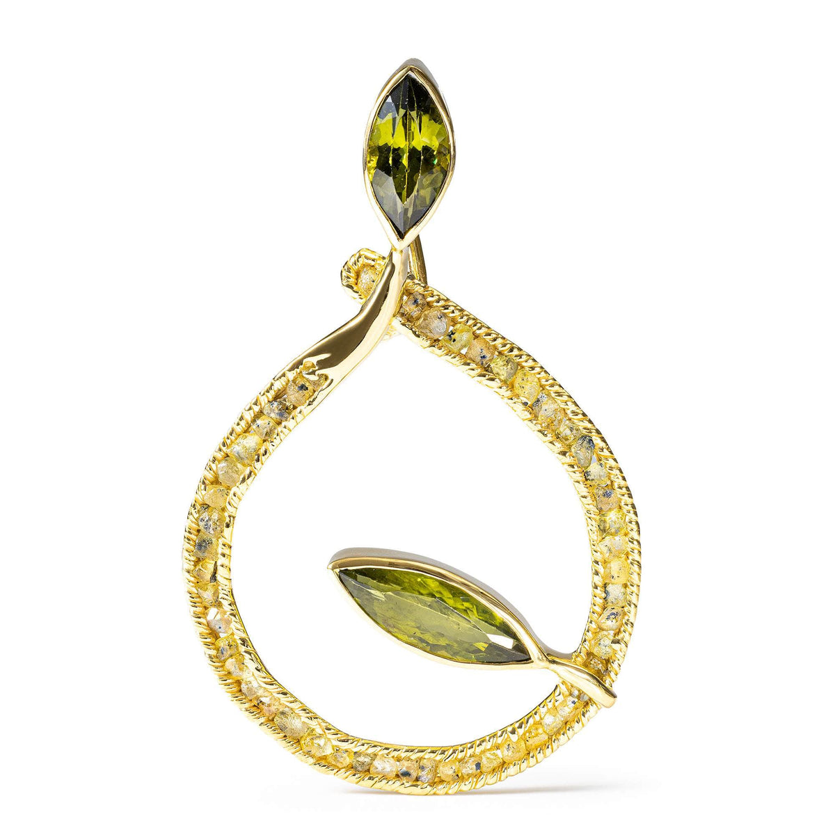 Akh Pendant with Yellow Sapphire Outline and Peridot Leaf Tips