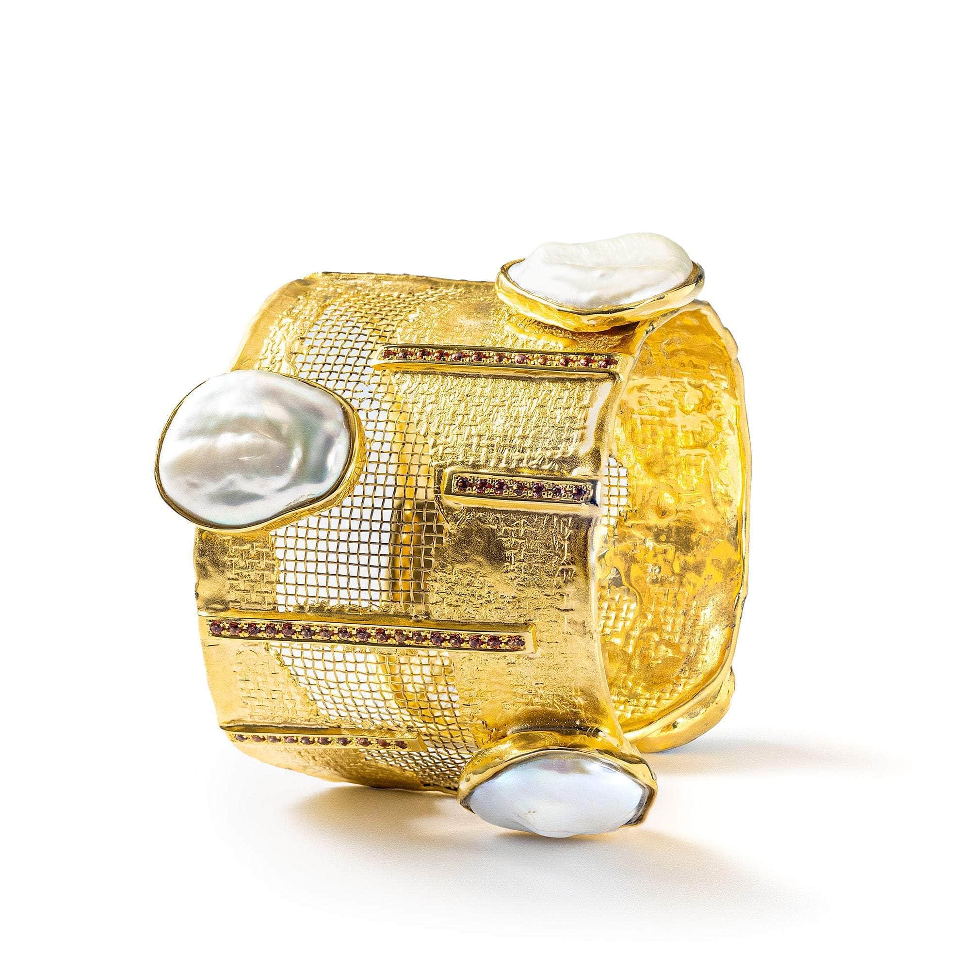 Scheat Rough Pearl and Sapphire Bangle