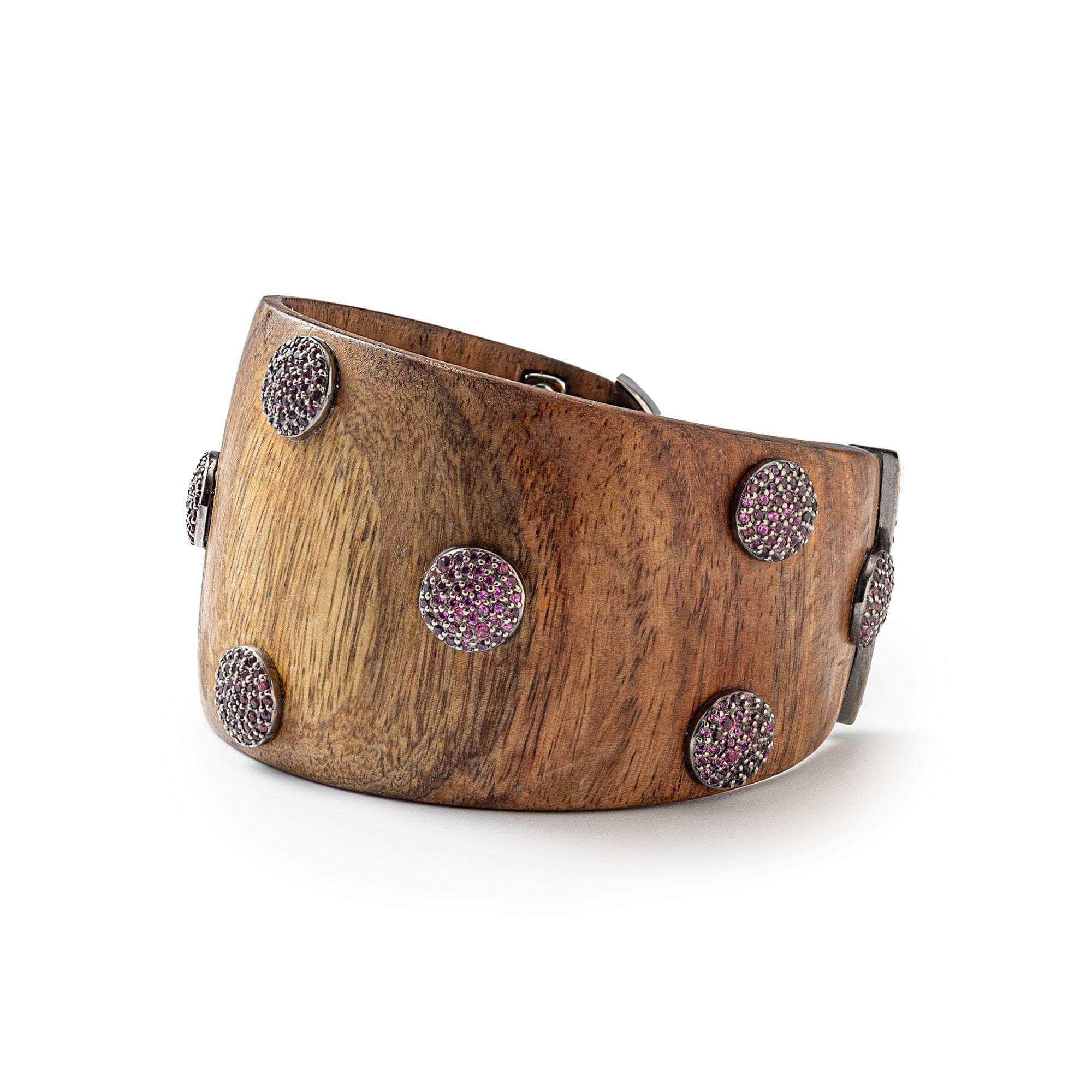 Wezen Singular Design Spinel and Rhodolite Rosewood Bangle in 925 Sterling Silver