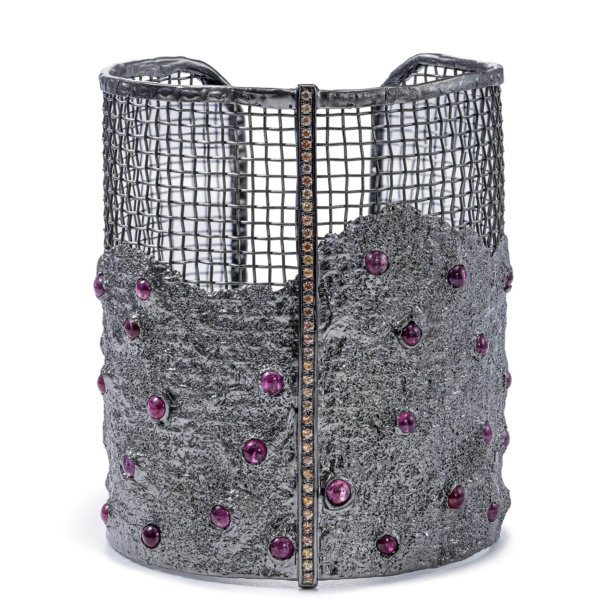 Thallo Singular Edition Bracelet with 17 Ct Ruby & Orange Sapphire Lines