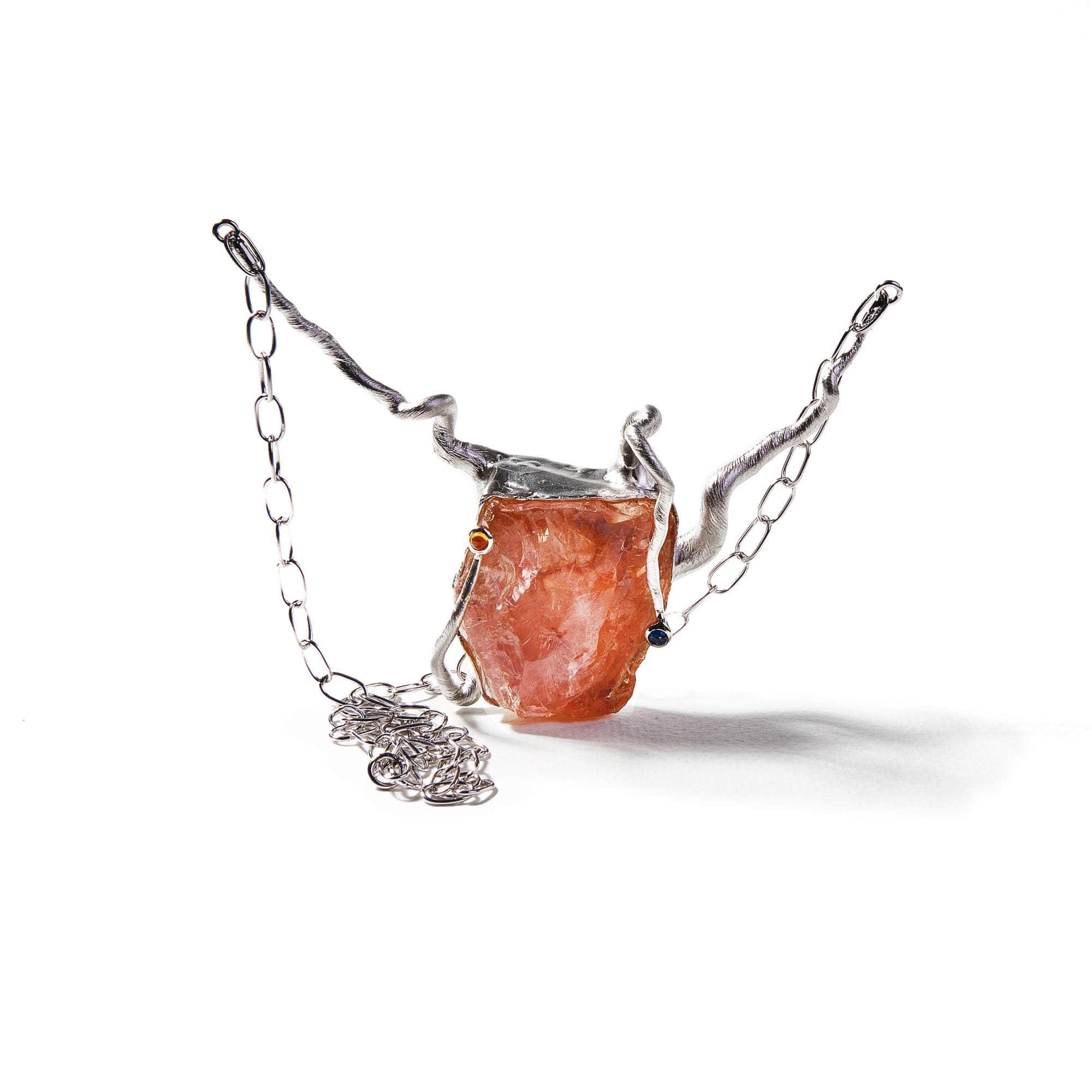 Ommi Rough Rose Quartz and Mixed Sapphire Necklace GERMAN KABIRSKI
