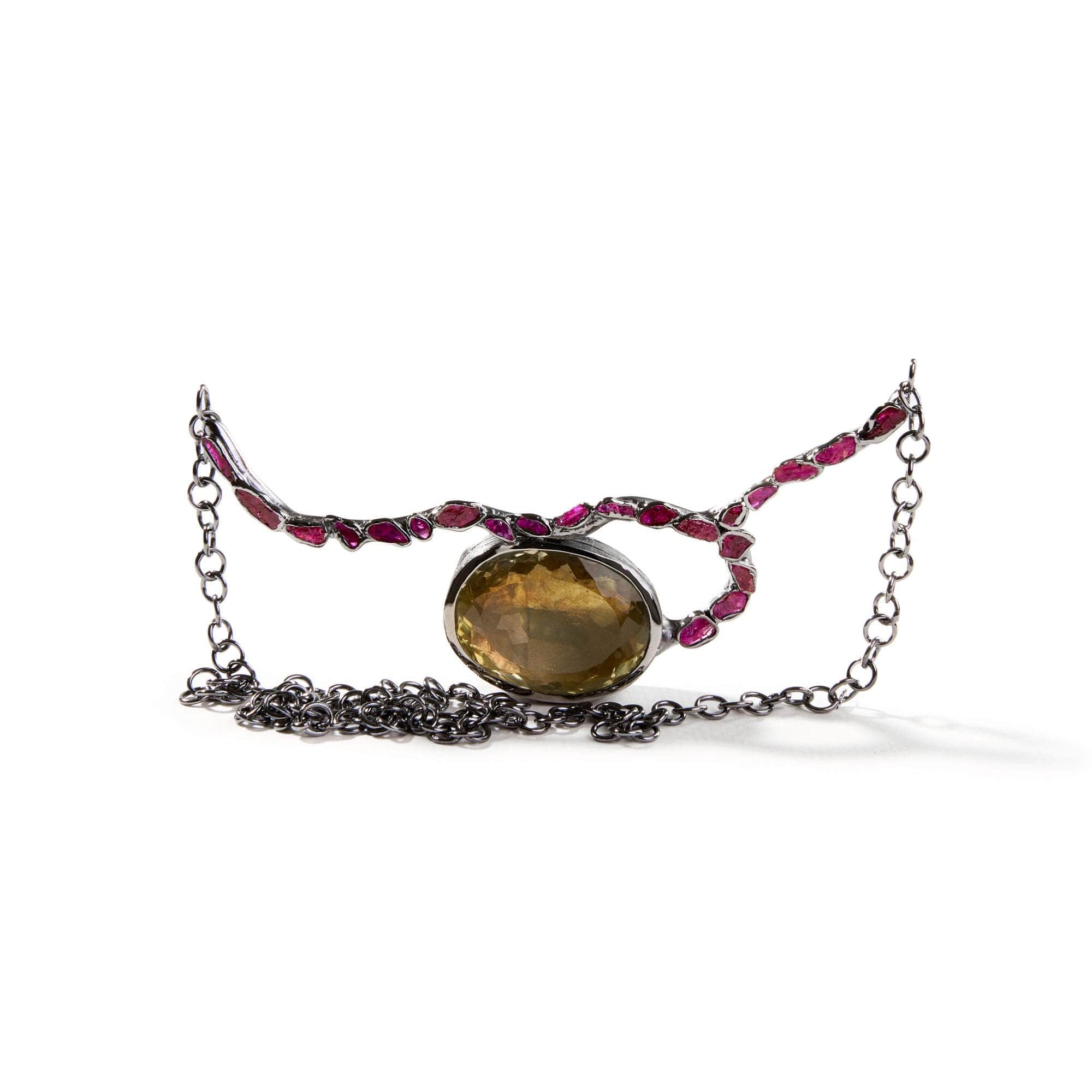 Dali Lemon Quartz and Rough Ruby Necklace GERMAN KABIRSKI