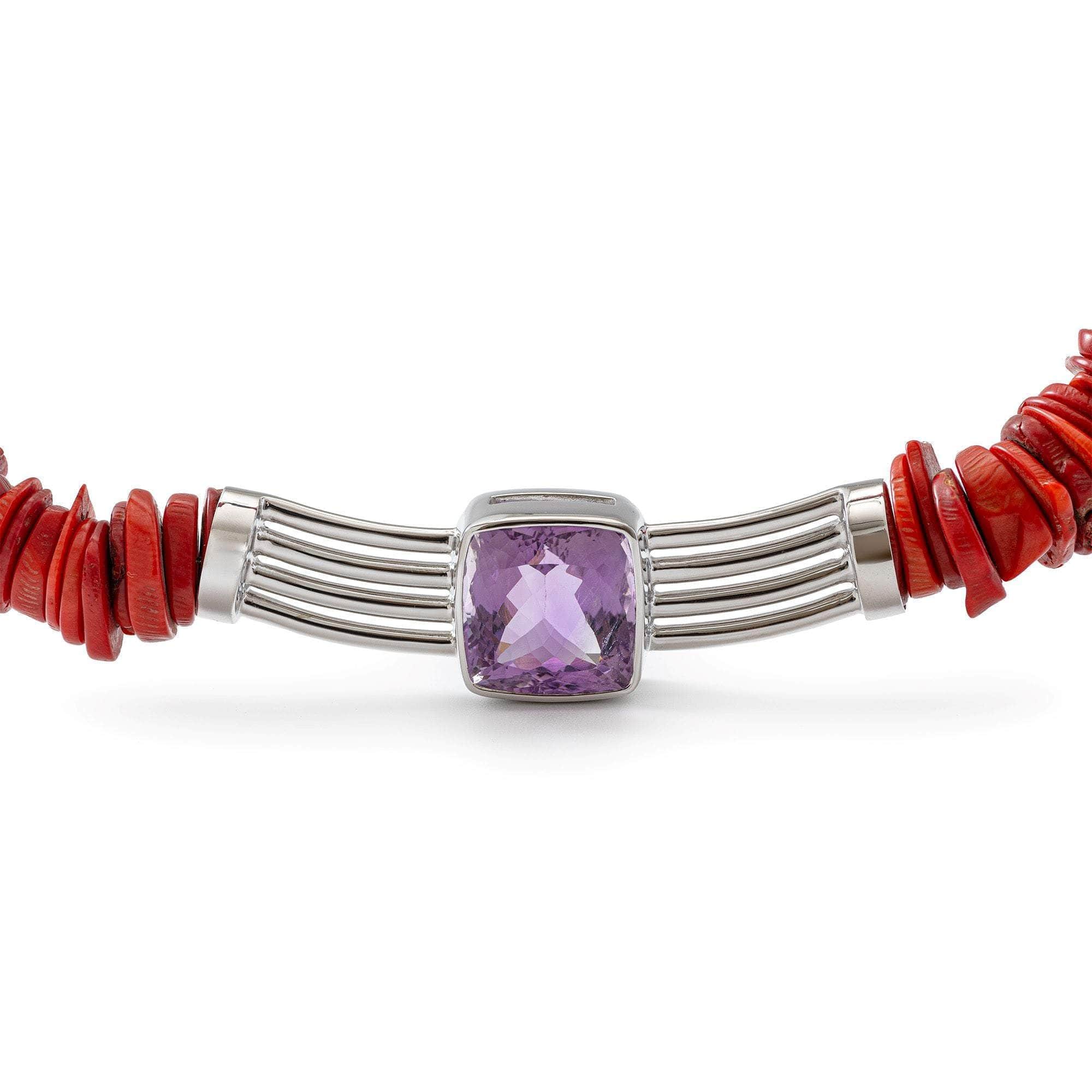Purpura Amethyst and Coral Necklace