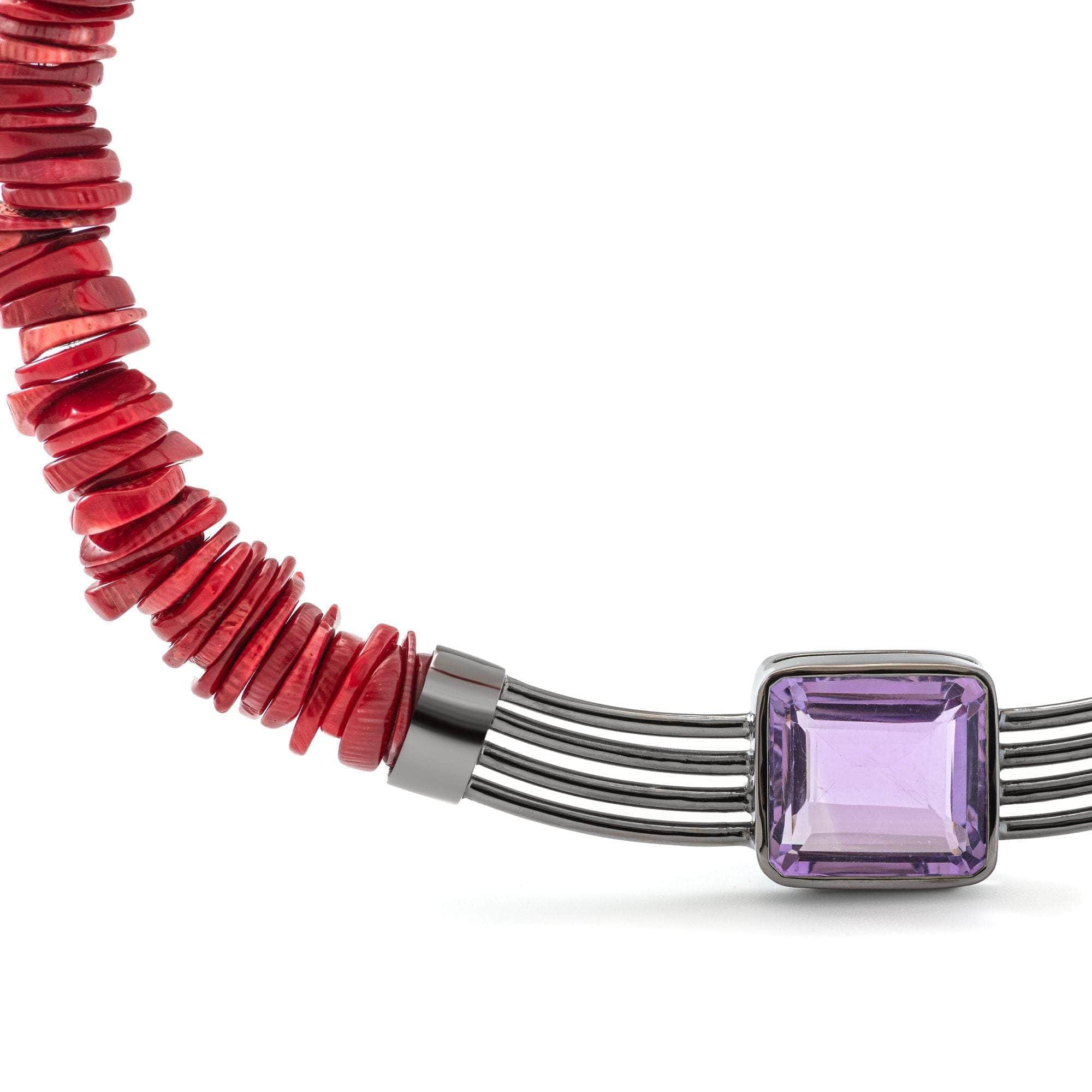 Erythros Amethyst and Coral Necklace