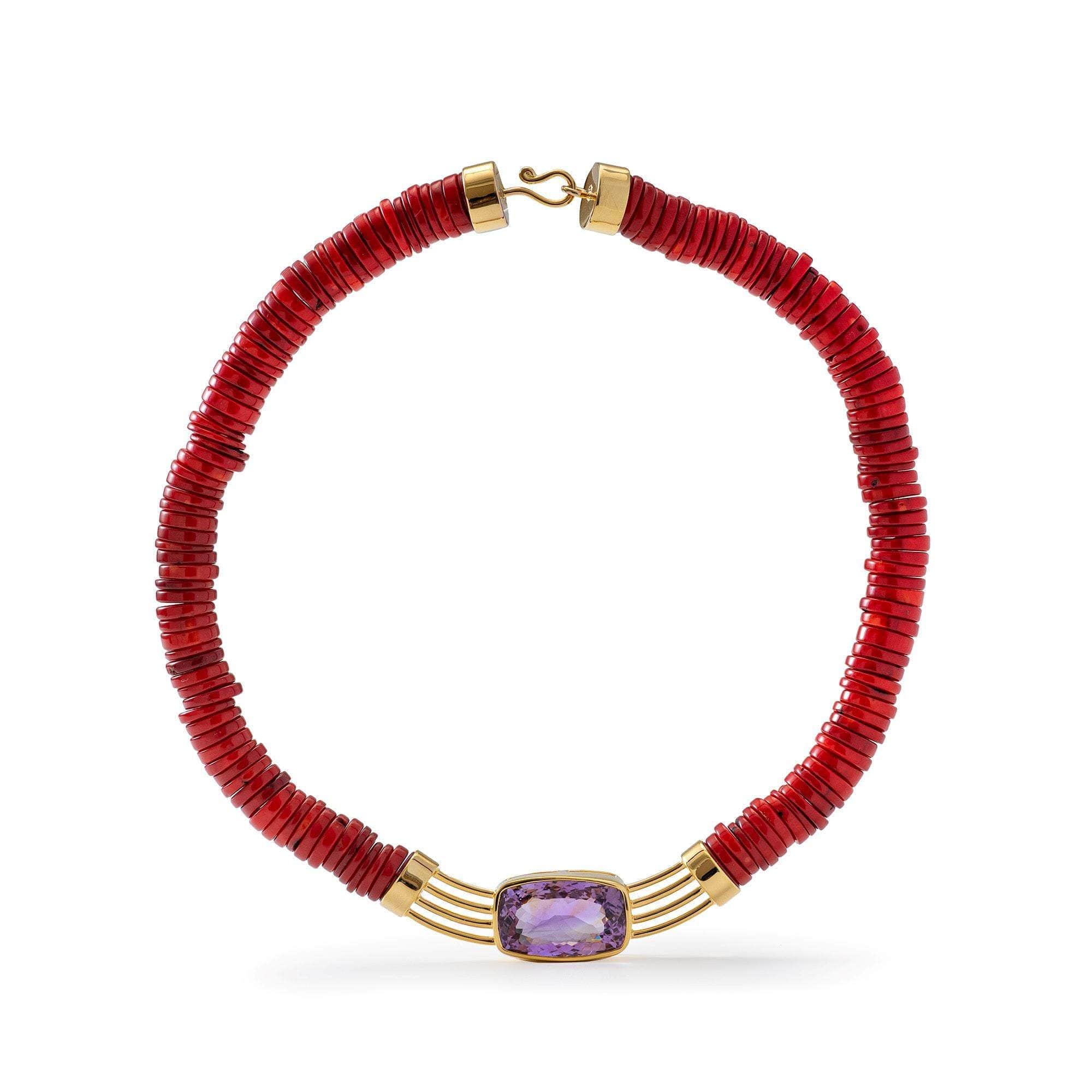 Porphyra Amethyst and Coral Necklace