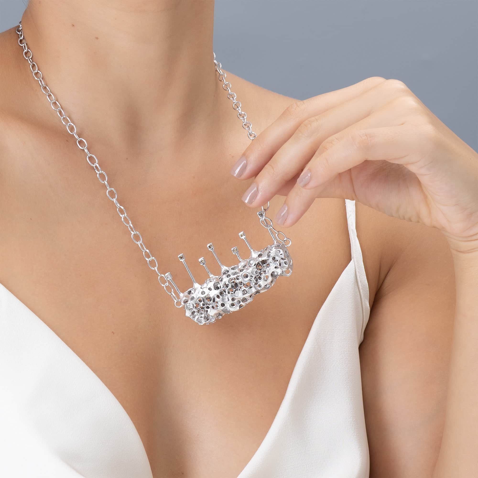 Cardo Singular Edition Silver Necklace with Princess Cut Fancy Diamonds