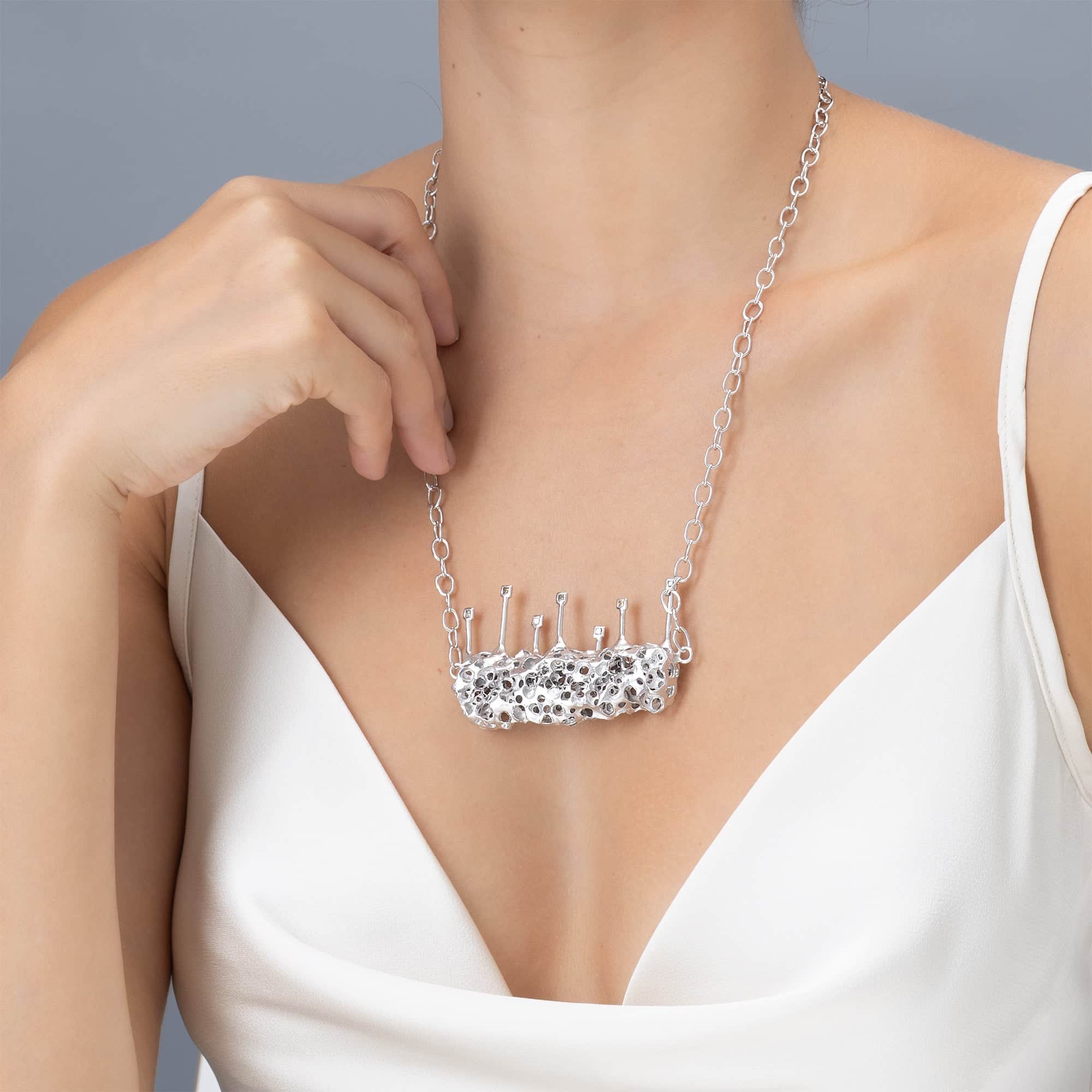 Cardo Singular Edition Silver Necklace with Princess Cut Fancy Diamonds