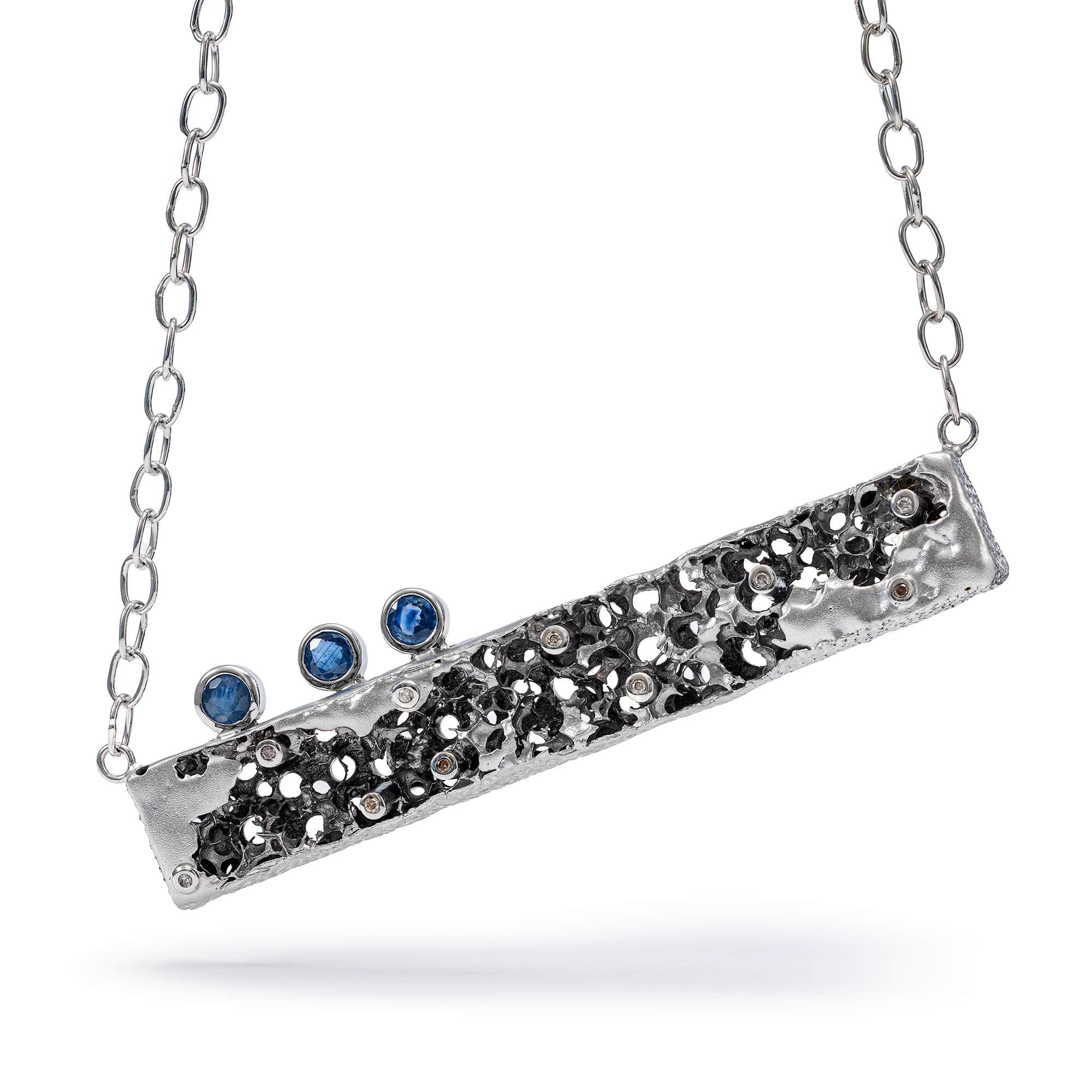 Kion Singular Edition Silver Necklace with Blue Sapphires & Fancy Diamonds