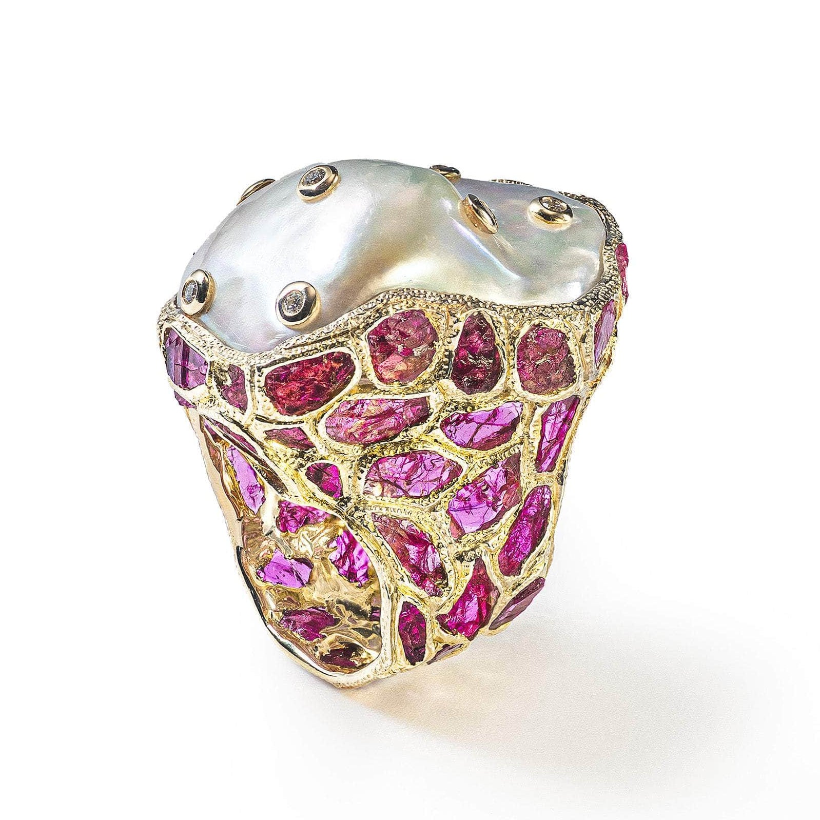 Vitra Baroque Pearl and Ruby and Diamond Ring GERMAN KABIRSKI