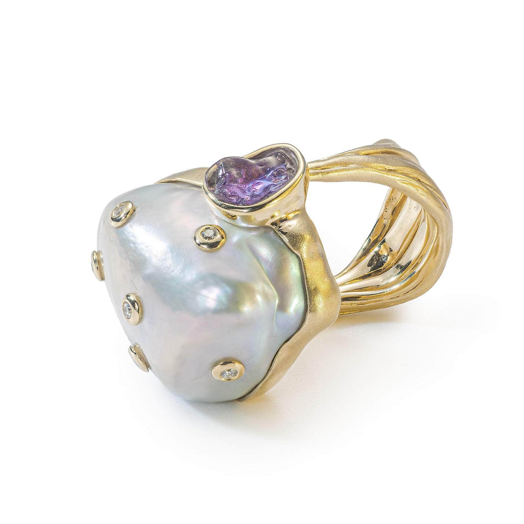 Solle Baroque Pearl and Sapphire and Diamond Ring GERMAN KABIRSKI