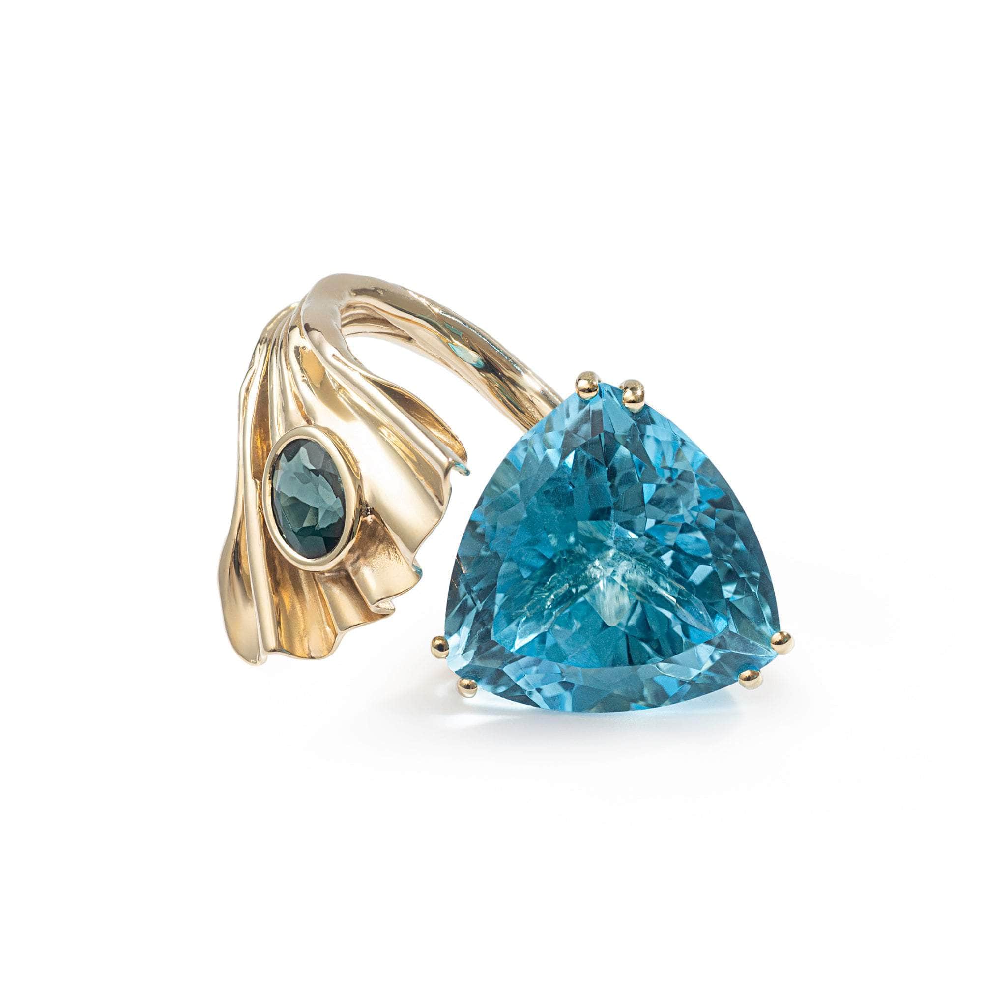 Auril Swiss Blue Topaz and Blue Sapphire Ring GERMAN KABIRSKI