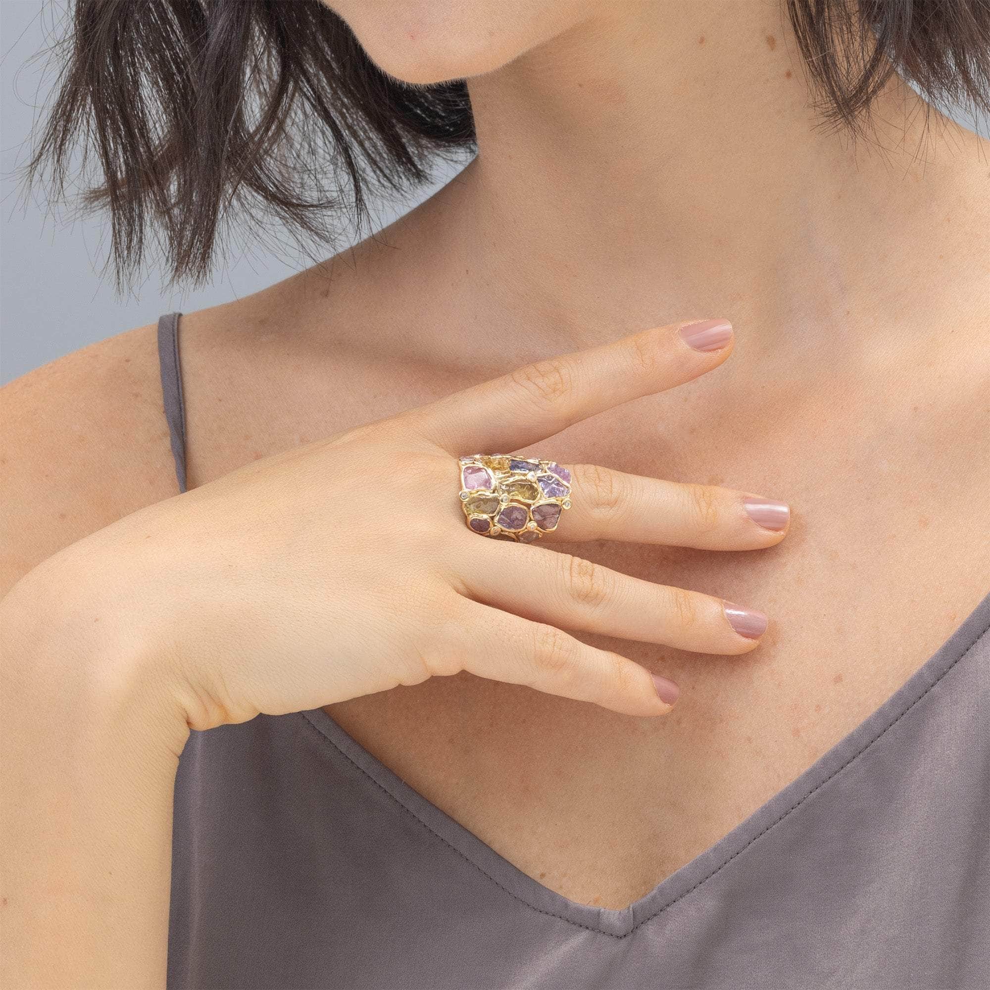 Kolla Rough Sapphire and Diamond Ring