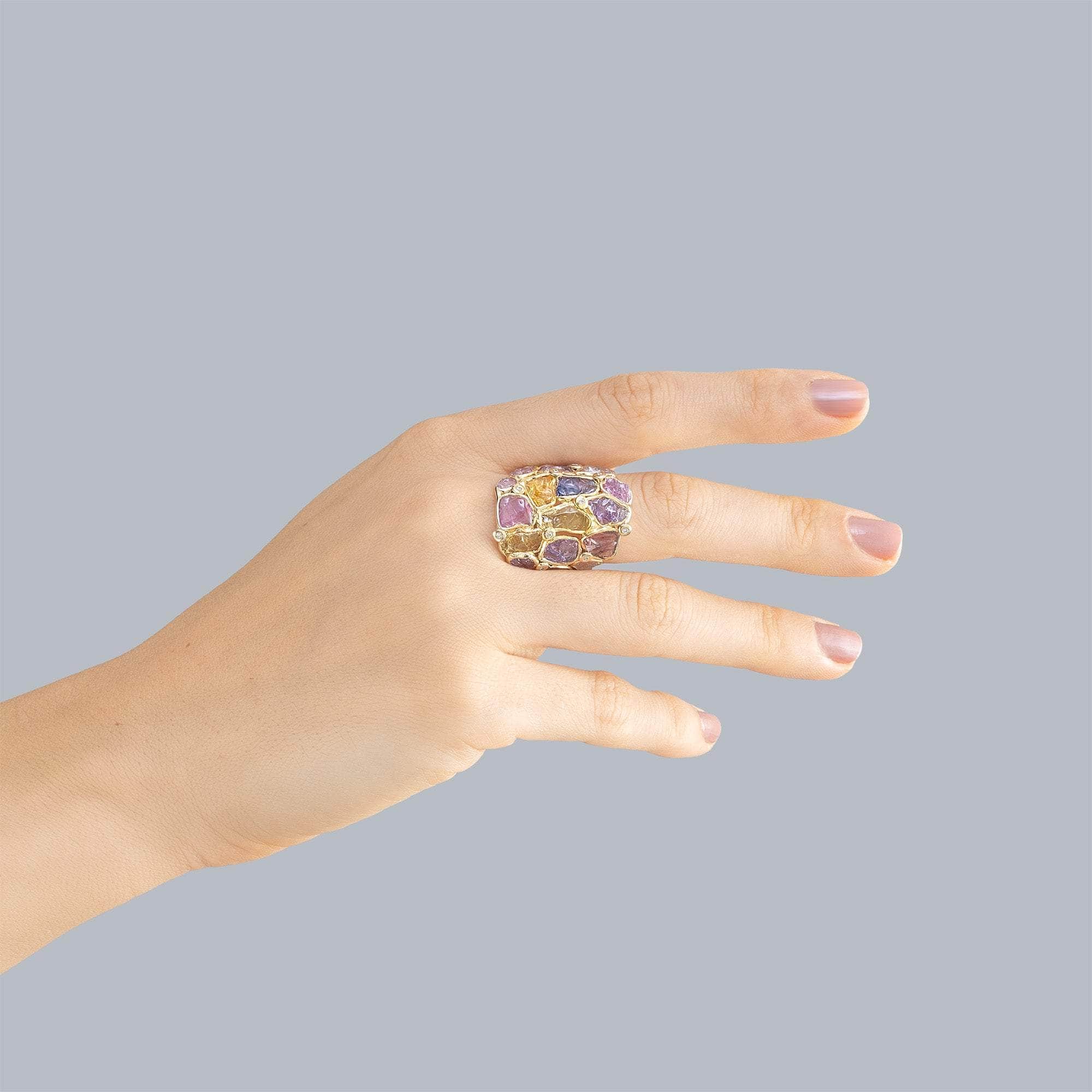 Kolla Rough Sapphire and Diamond Ring
