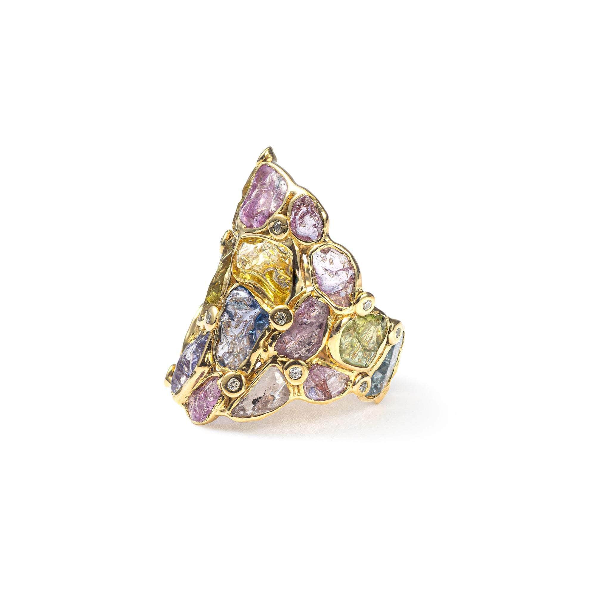 Kolla Rough Sapphire and Diamond Ring