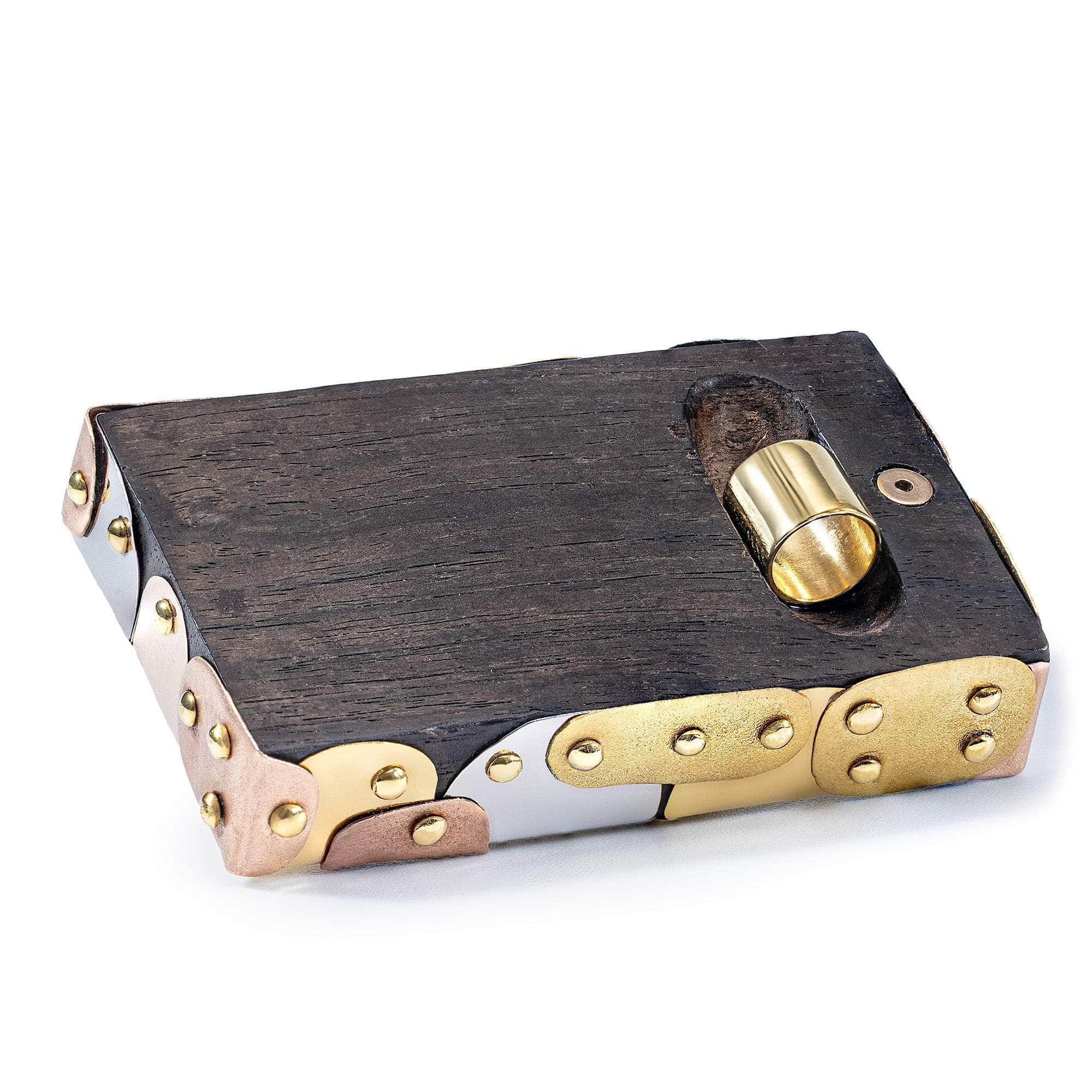 Tessera Unisex Rosewood Pendant Wrapped in 3-Tone 14K Gold Patches