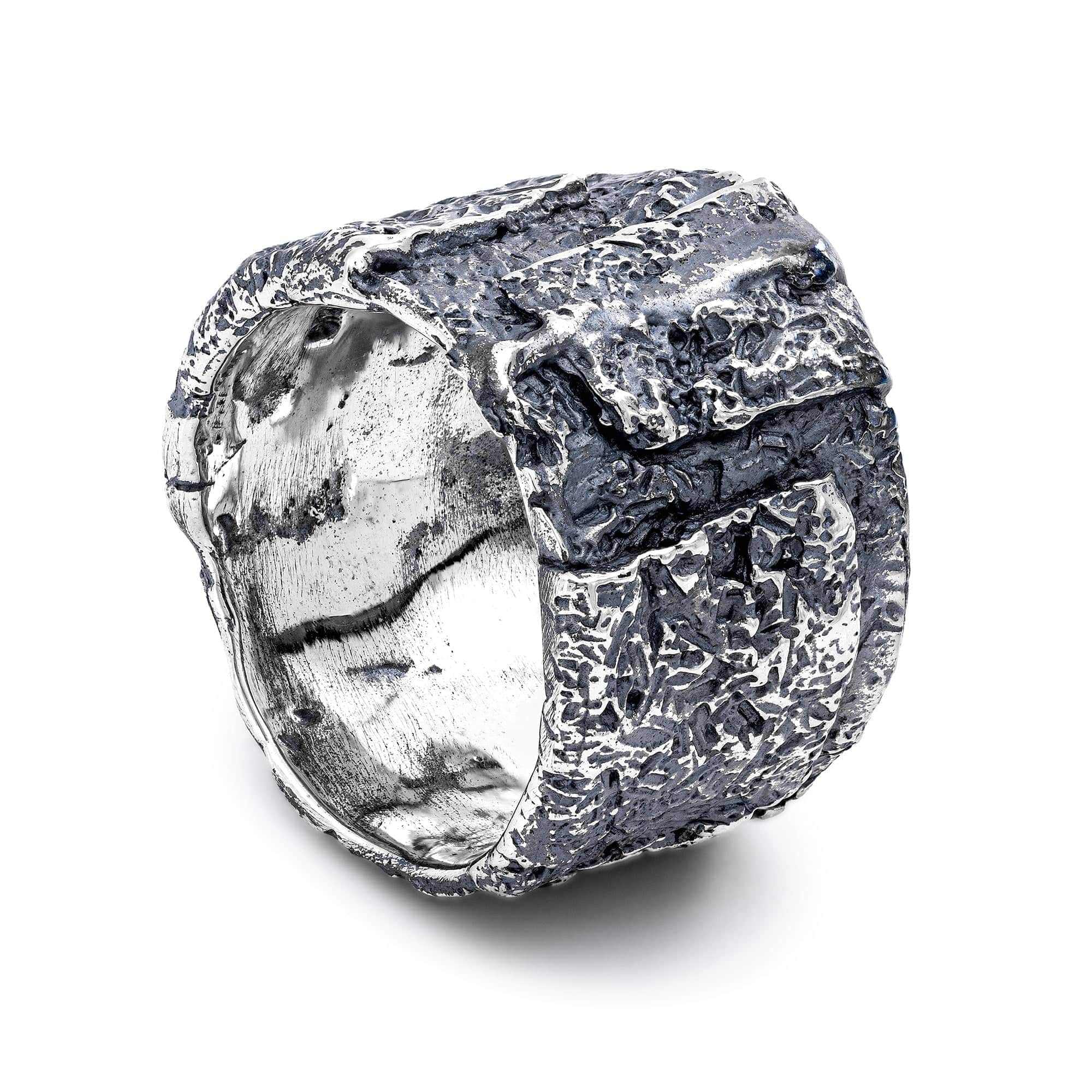 Echo Hand-Forged Silver Ring with Sculpted Metal Layers