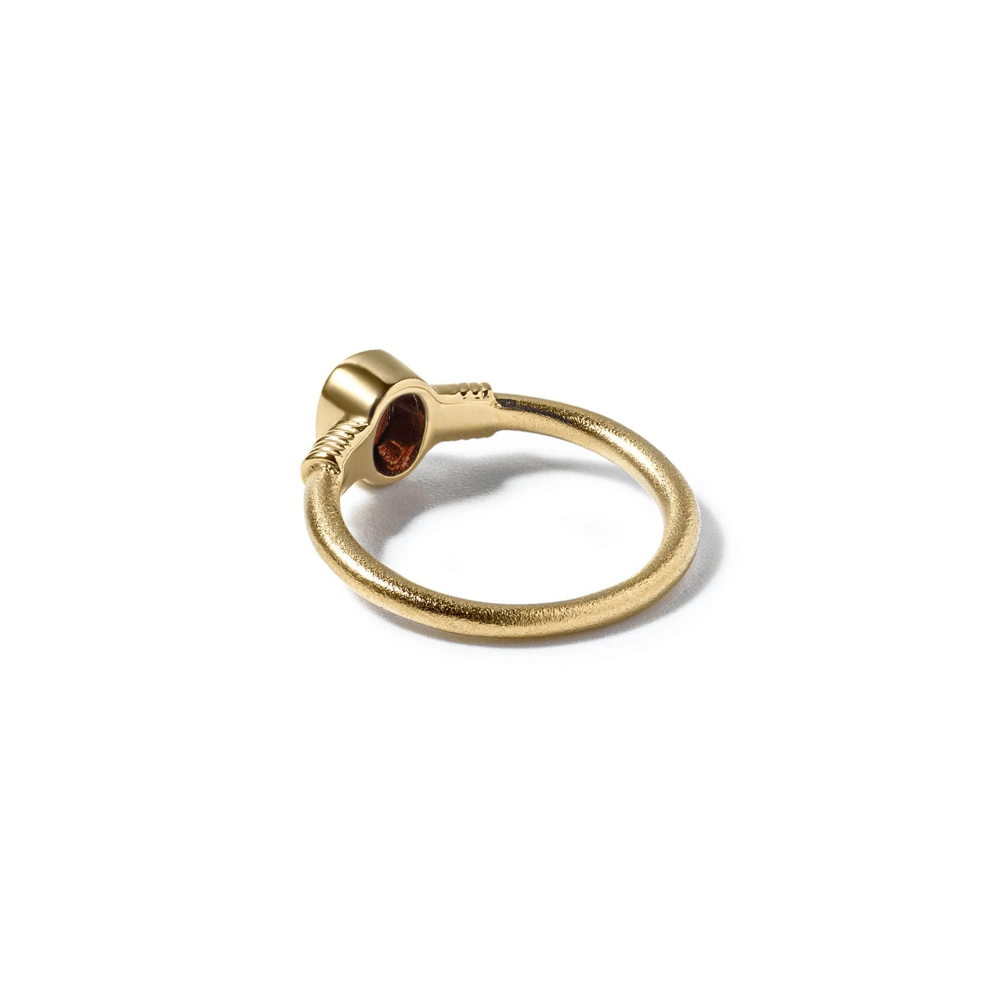 Edor Minimalist Design Natural Garnet Silver Ring in 18K Gold