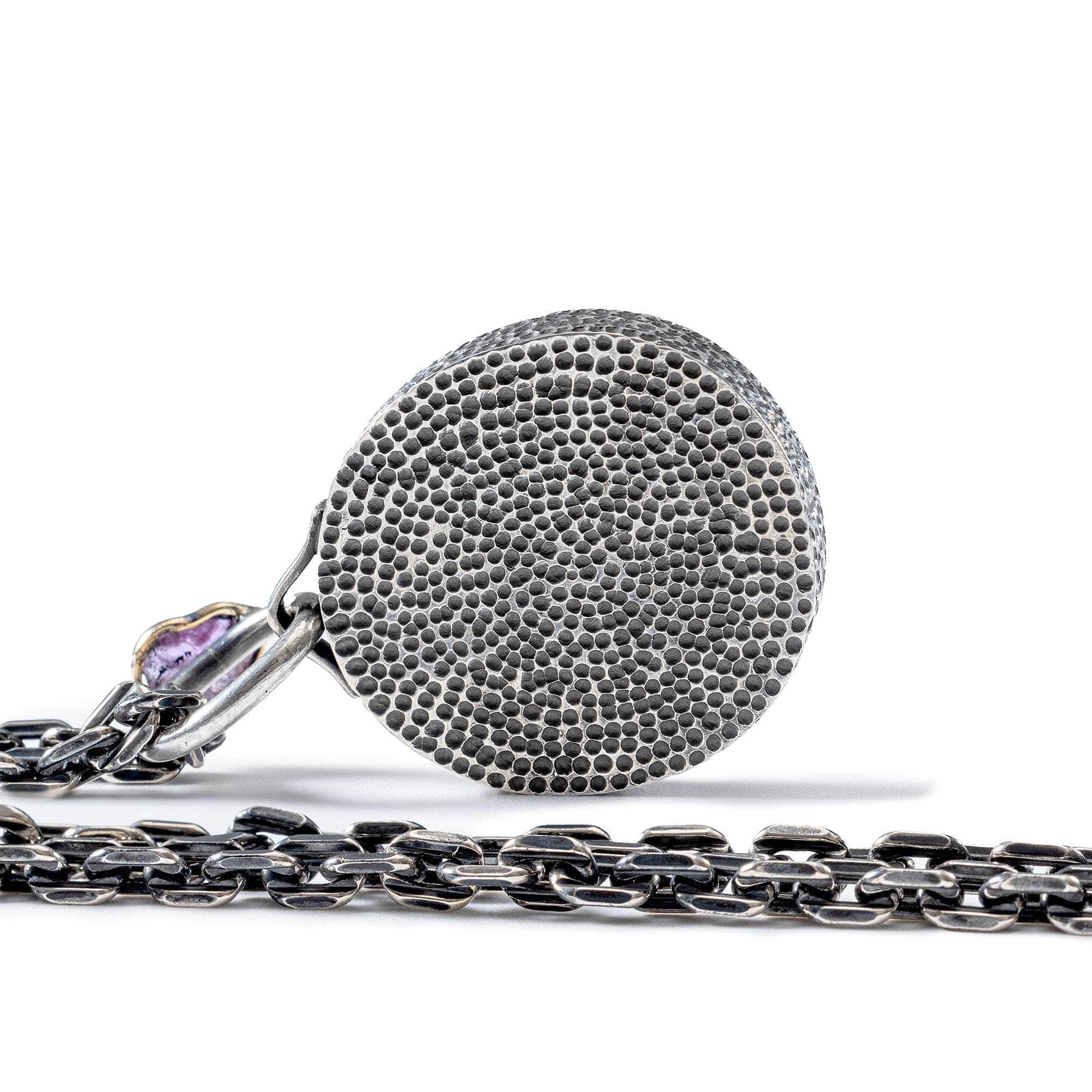 Pegasos Signet Pendant with Authentic Classical Lapis Lazuli Seal in 925 Silver & Rough Pink Sapphire in 9K Gold