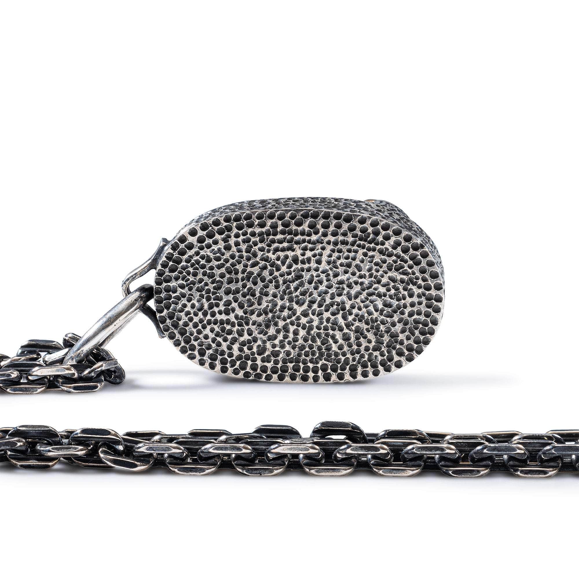 Istakhr Pendant with Authentic Ancient Persian Agate Seal in 925 Silver & Orange Sapphire in 9K Gold