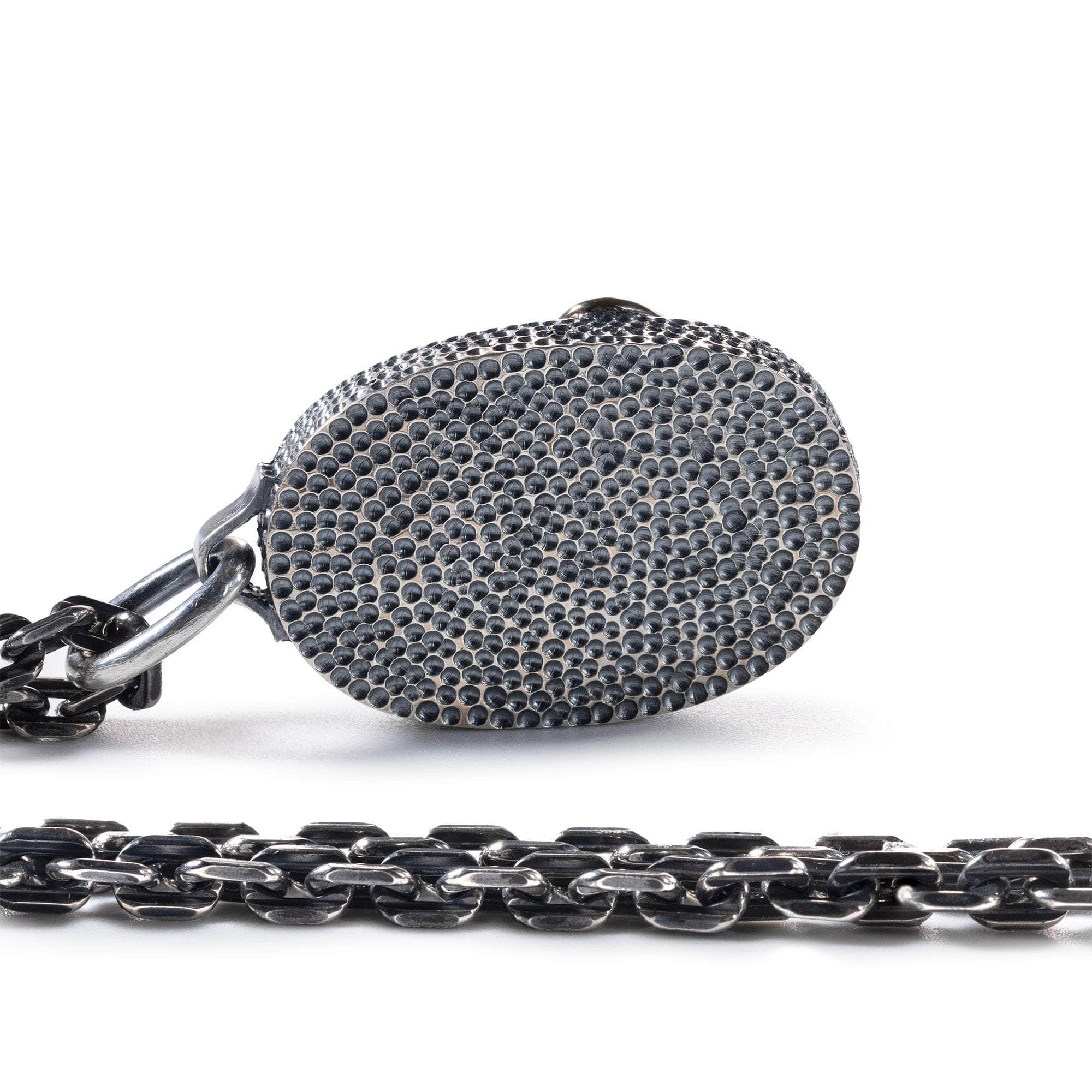 Xenos Pendant with Authentic Greco-Bactrian Lapis Lazuli Seal in 925 Silver & Rough Tsavorite Garnet in 9K Gold