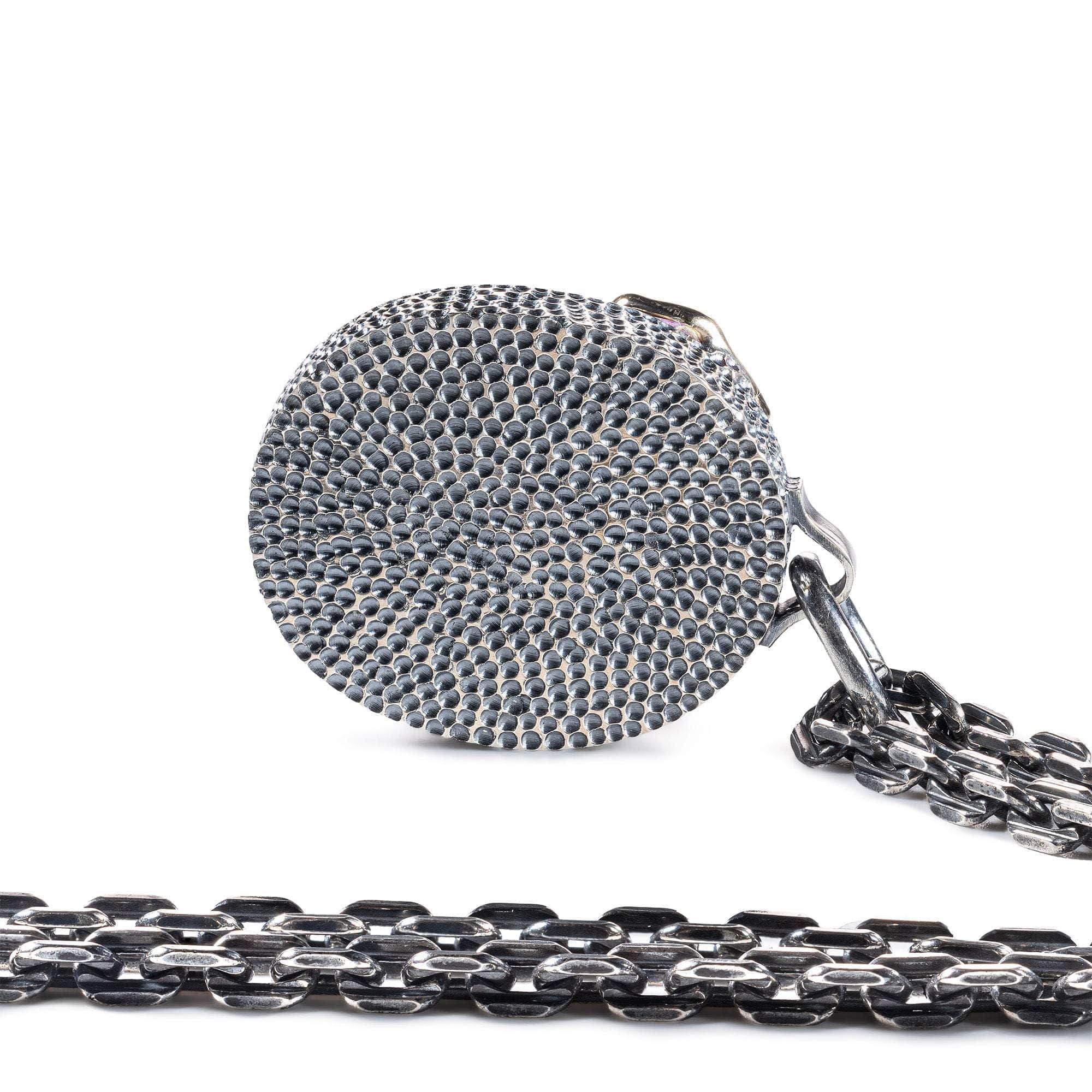 Bahram Pendant with Authentic Ancient Near Eastern Agate Seal in 925 Silver & Raw Pink Sapphire in 9K Gold