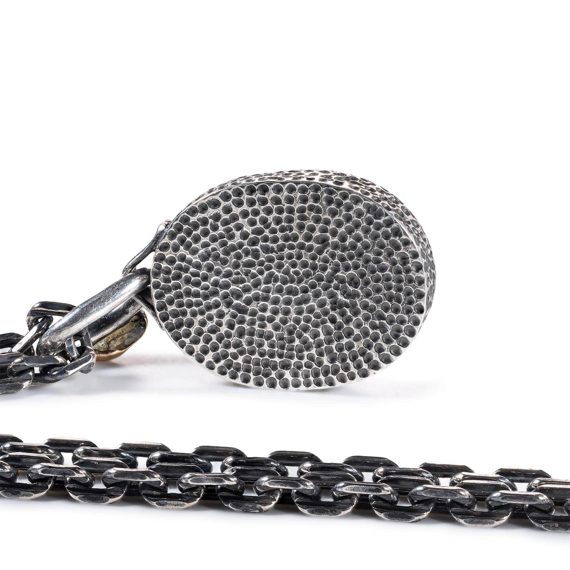 Samarra Pendant with Authentic Near Eastern Agate Seal in 925 Silver & Raw Yellow Sapphire in 9K Gold