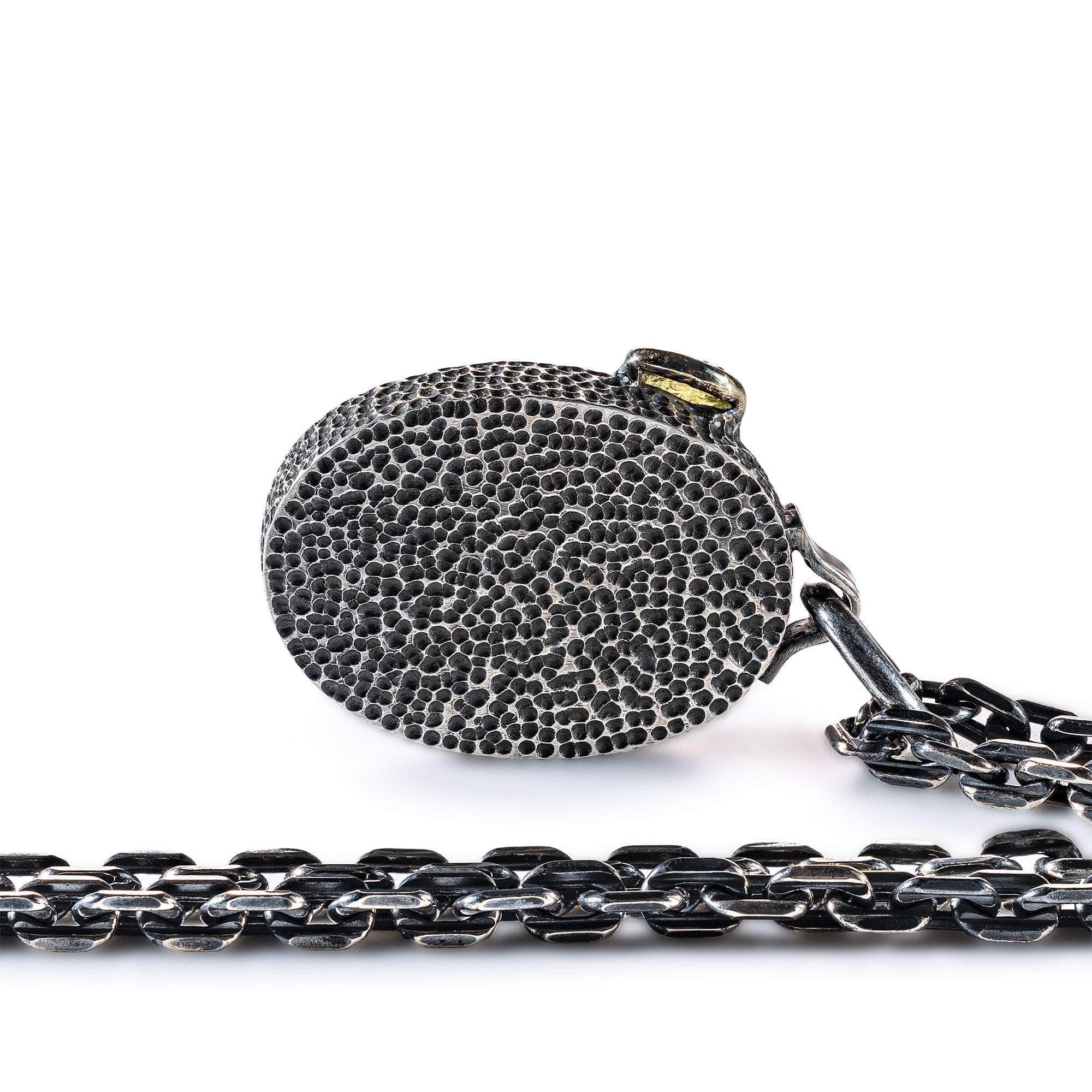 Magos Pendant with Authentic Hellenistic Lapis Lazuli Seal in 925 Silver & Raw Yellow Sapphire in 9K Gold