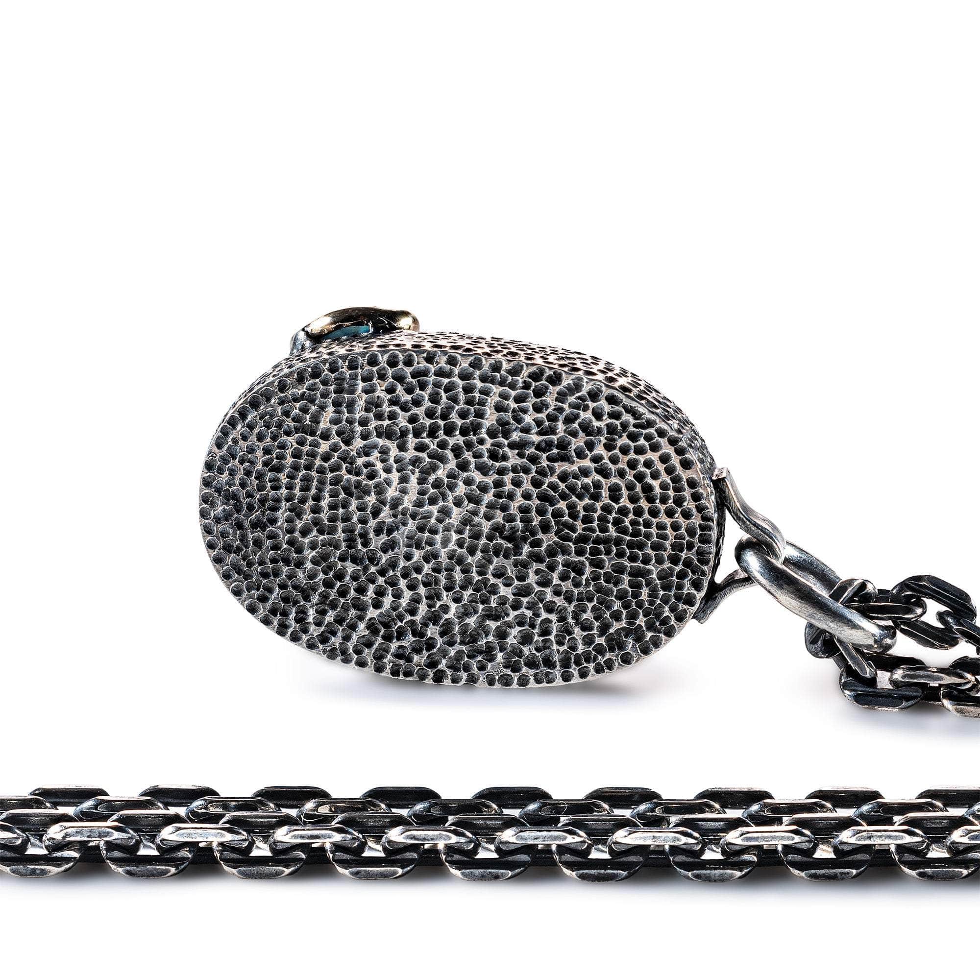 Niketes Pendant with Authentic Hellenistic Lapis Lazuli Seal in 925 Silver & Blue Sapphire in 9K Gold
