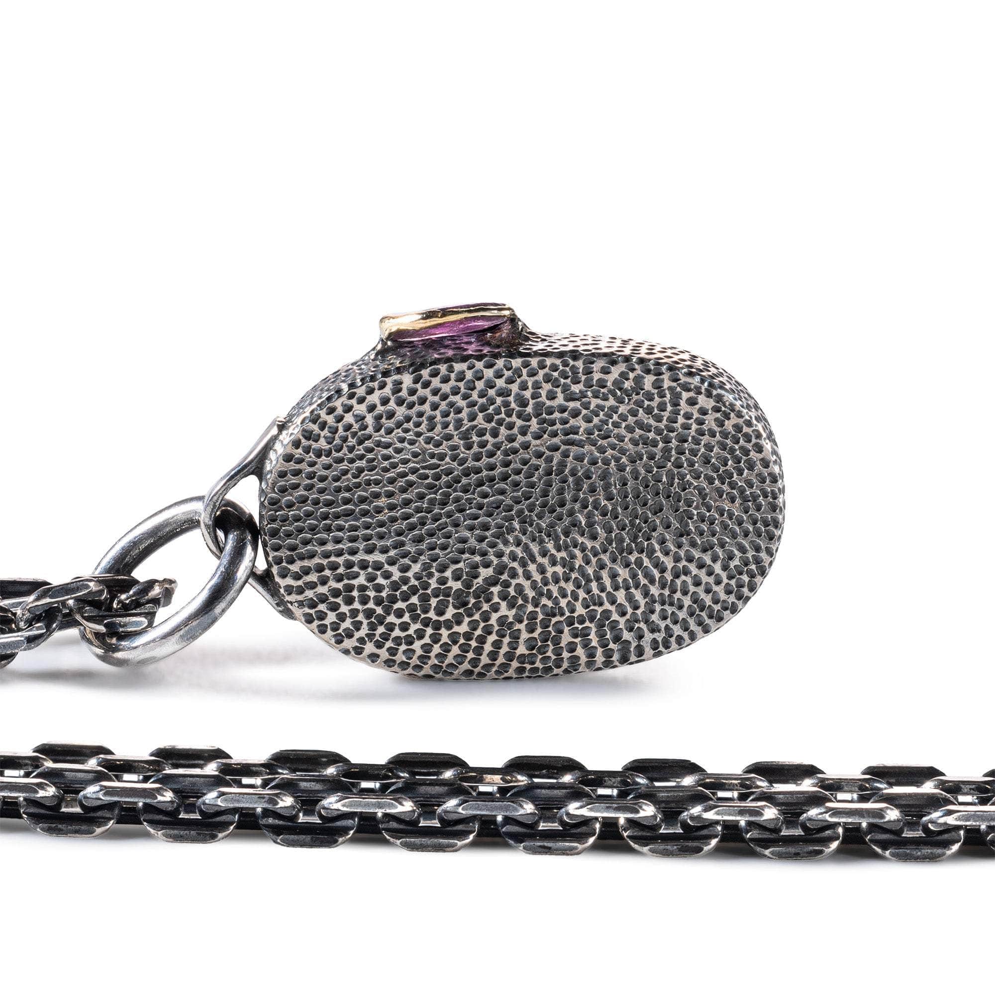 Tiresias Pendant with Authentic Mesopotamian Agate Seal in 925 Silver & Raw Ruby in 9K Gold