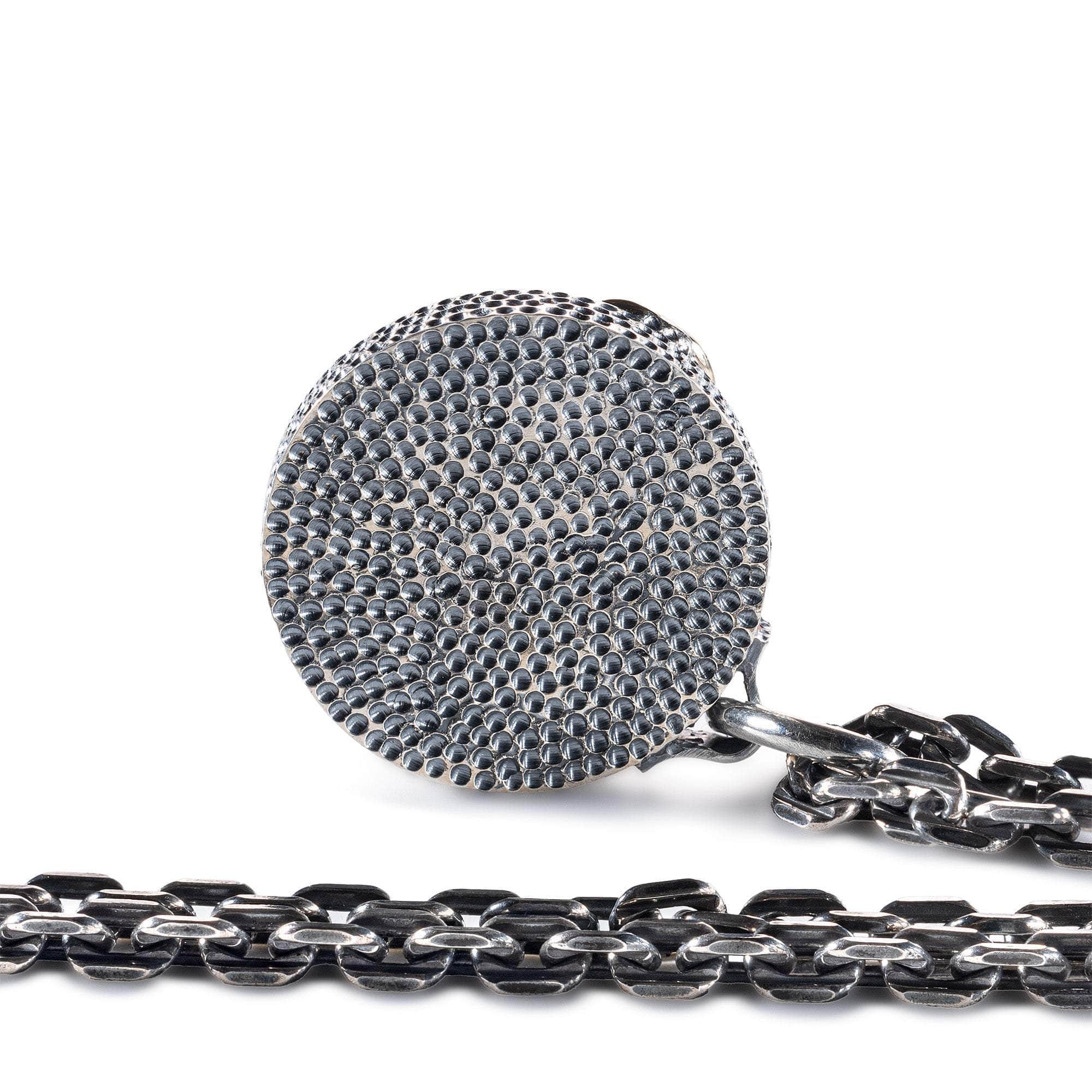 Gilgamesh Pendant with Authentic Near Eastern Agate Seal in 925 Silver & Raw Pink Sapphire in 9K Gold