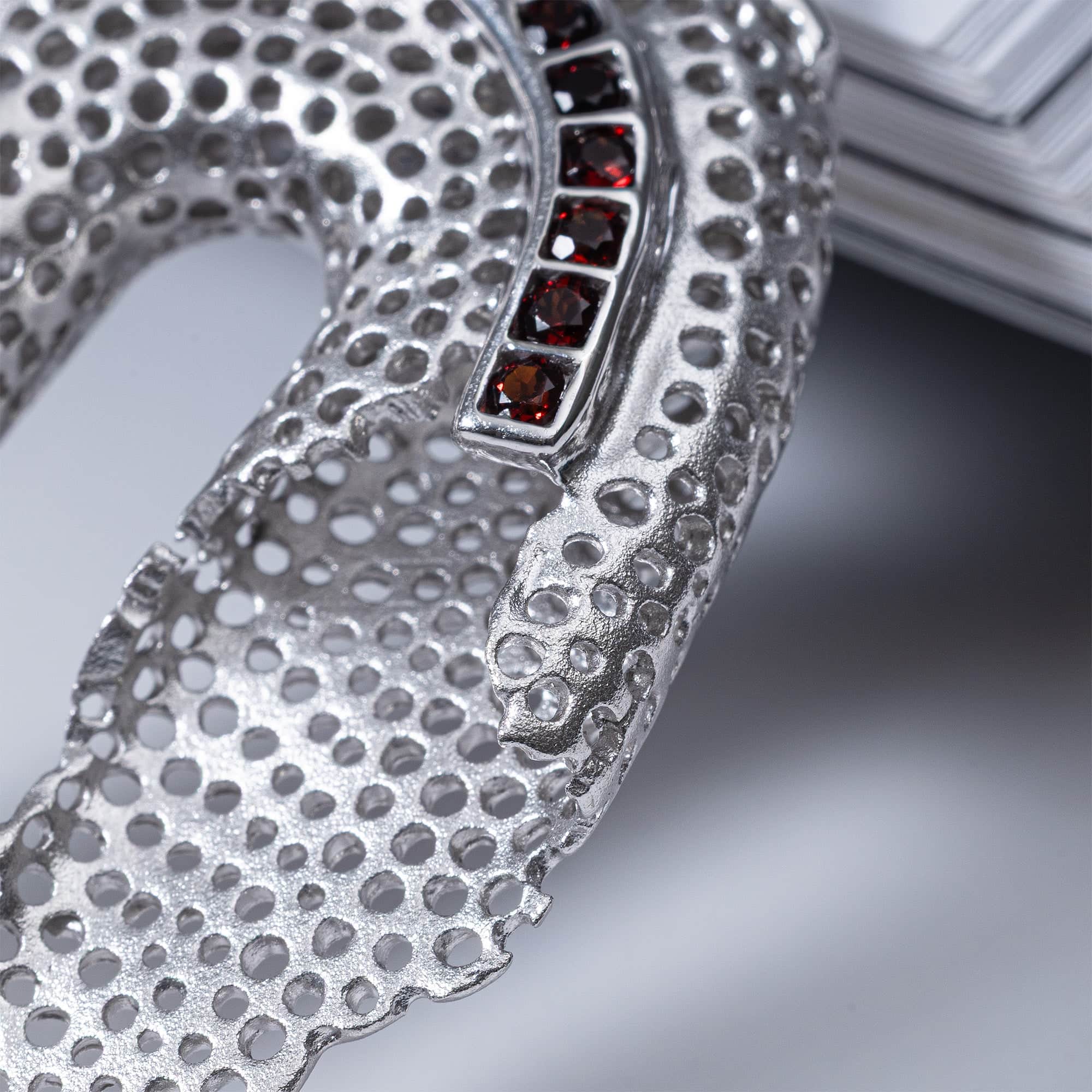 Nuada Singular Edition Pendant in Silver & 9K Gold with Raw Pink Sapphires & Garnet