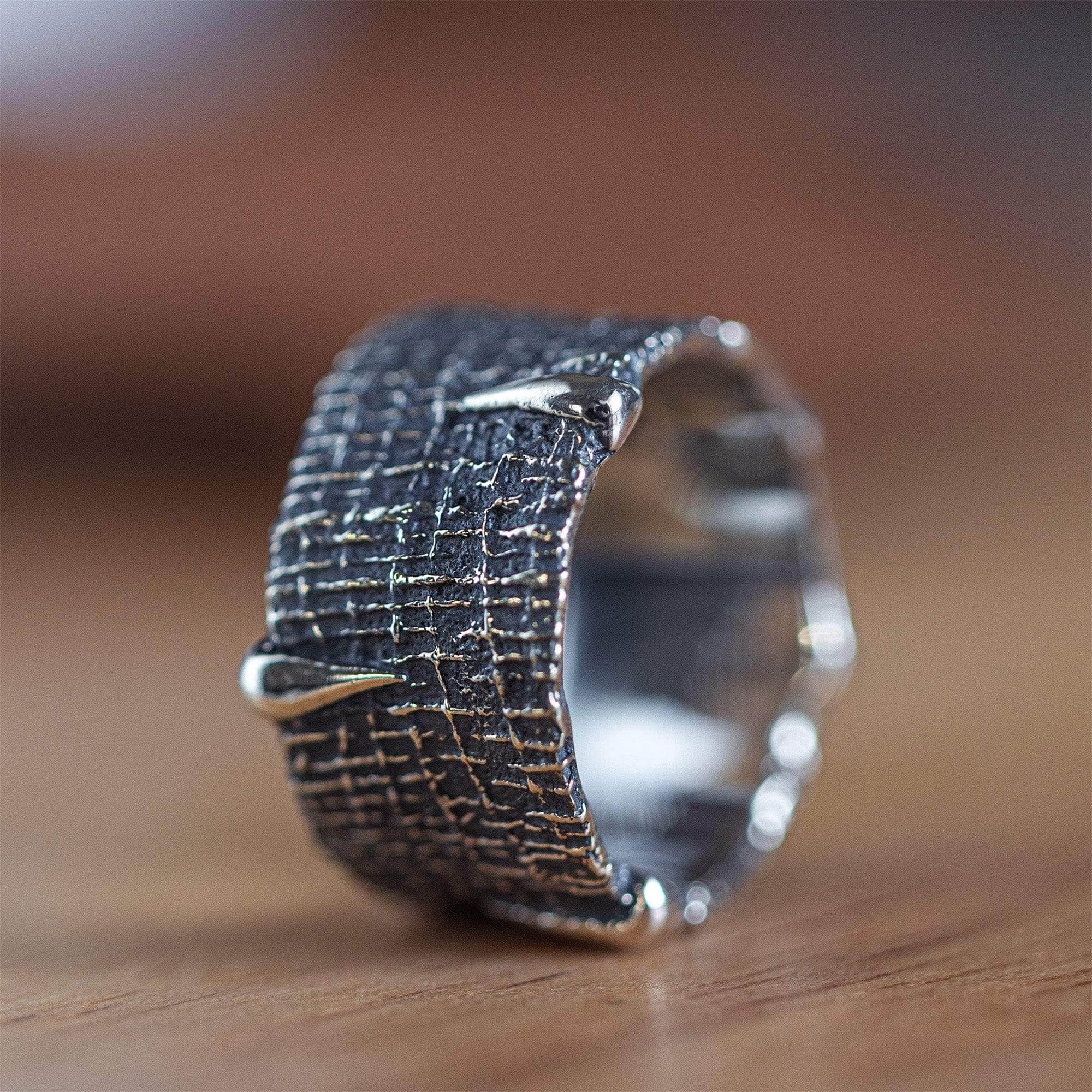 Fiber Handcrafted Silver Ring with Delicate Fabric Impression