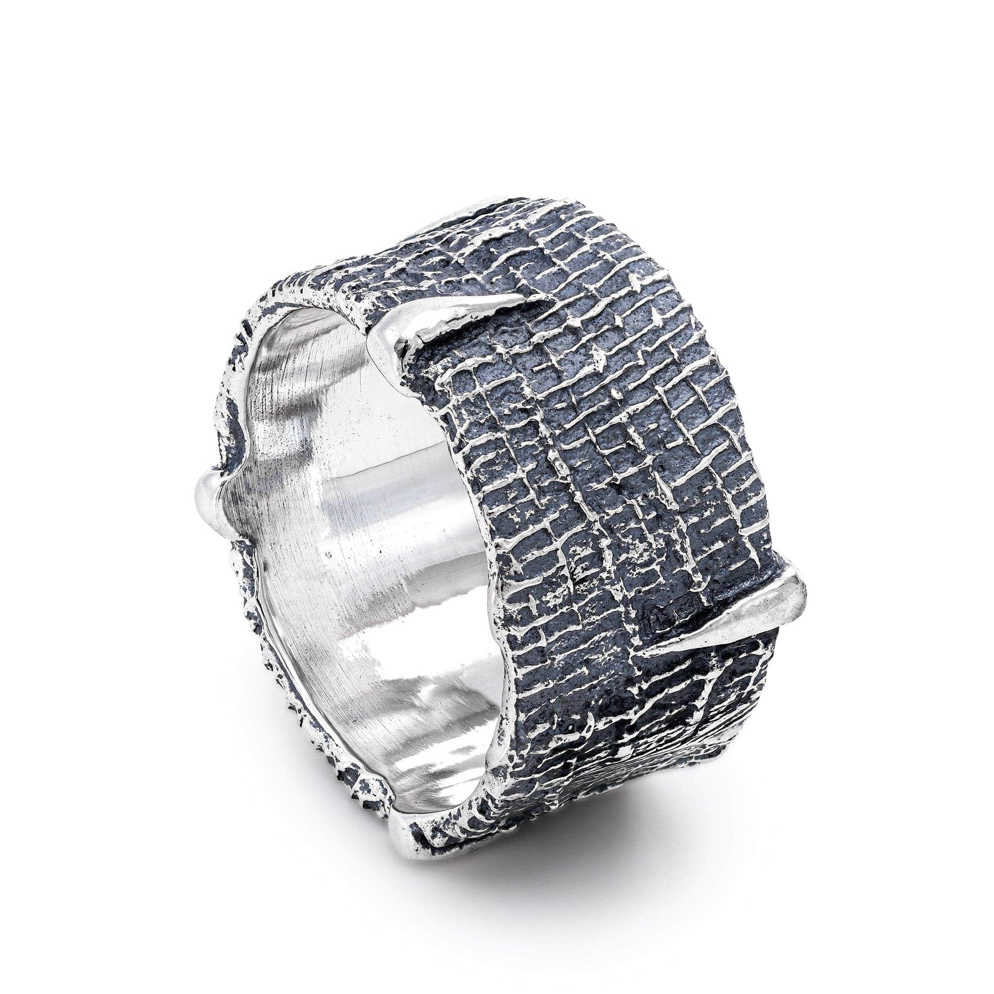 Fiber Handcrafted Silver Ring with Delicate Fabric Impression