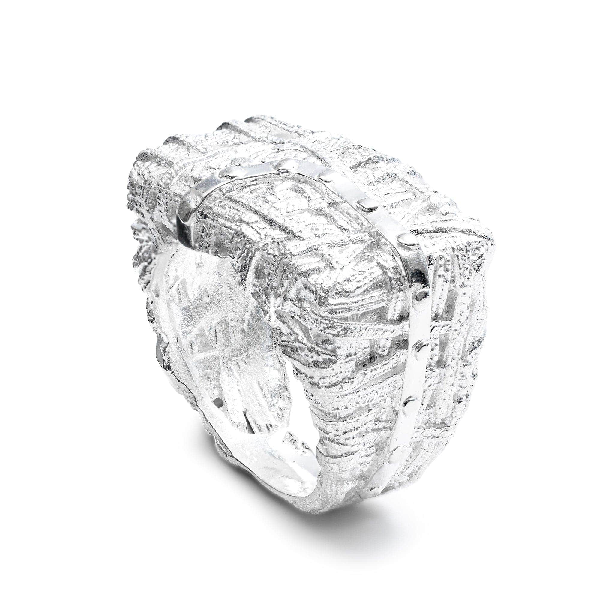 Fibril Unisex Silver Ring with Twisted and Tangled Wirework Structure