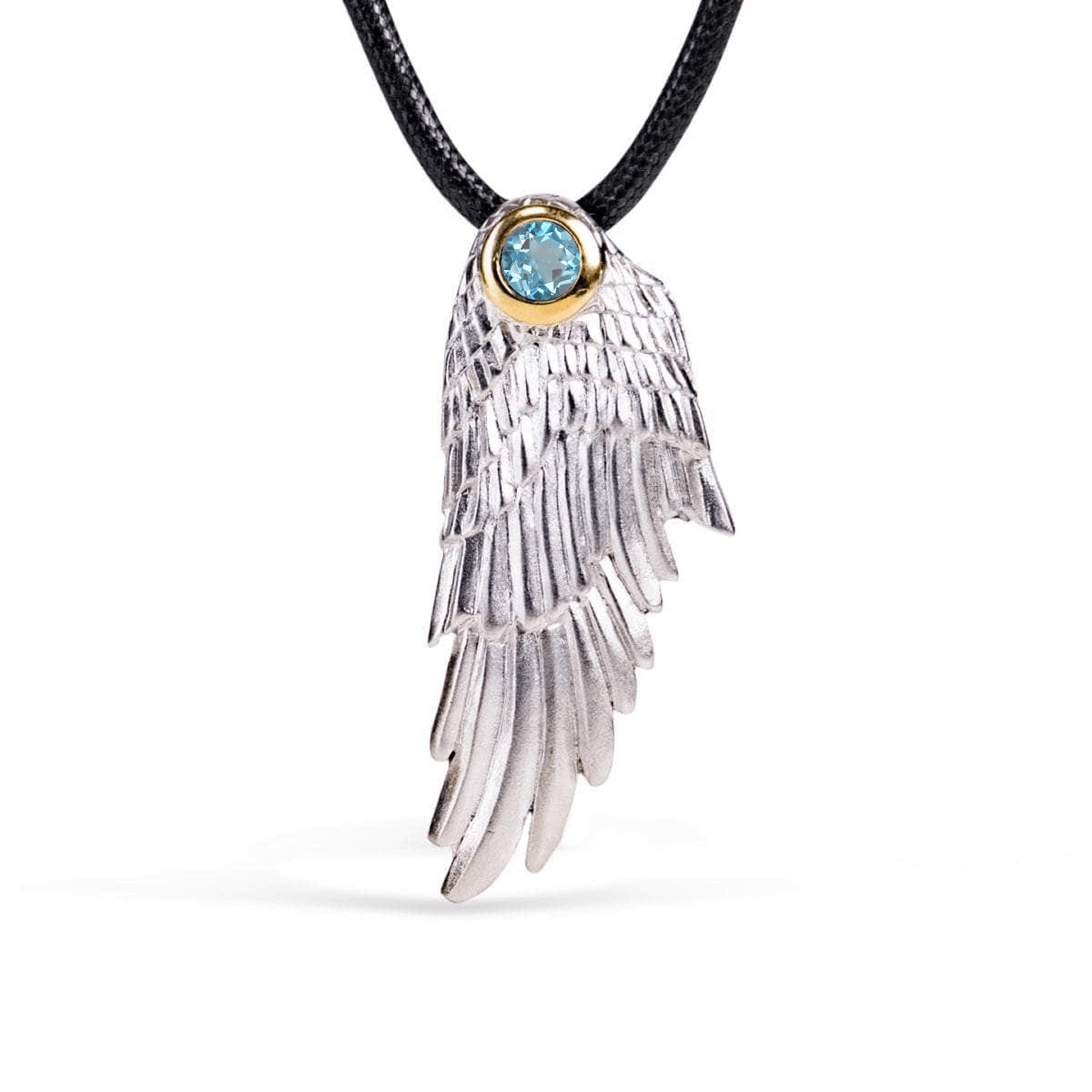 Fligelli Wing Pendant Personalized & Co-Designed with Custom Options: Garnet, Sapphire, Citrine, Amethyst, Rhodolite, White or Black Rhodium, Anthracite, Gold