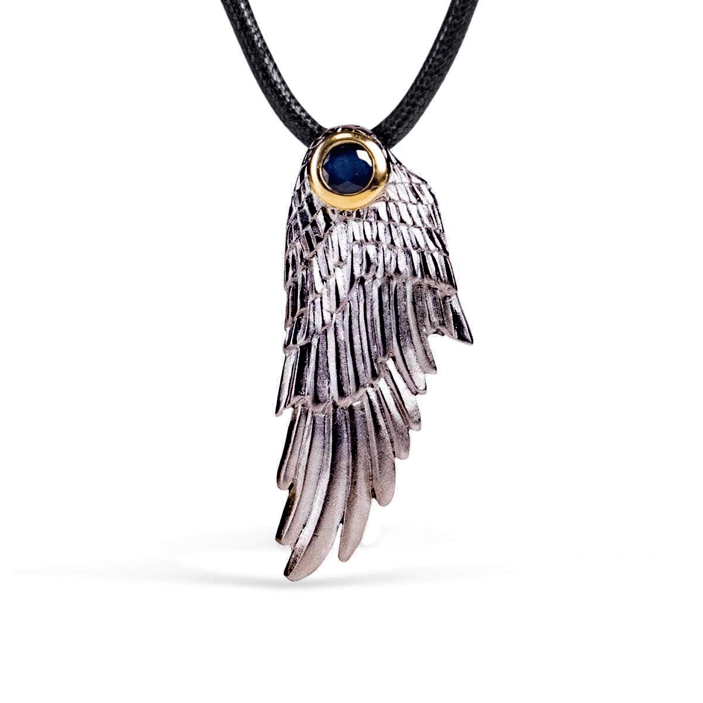 Fligelli Wing Pendant Personalized & Co-Designed with Custom Options: Garnet, Sapphire, Citrine, Amethyst, Rhodolite, White or Black Rhodium, Anthracite, Gold