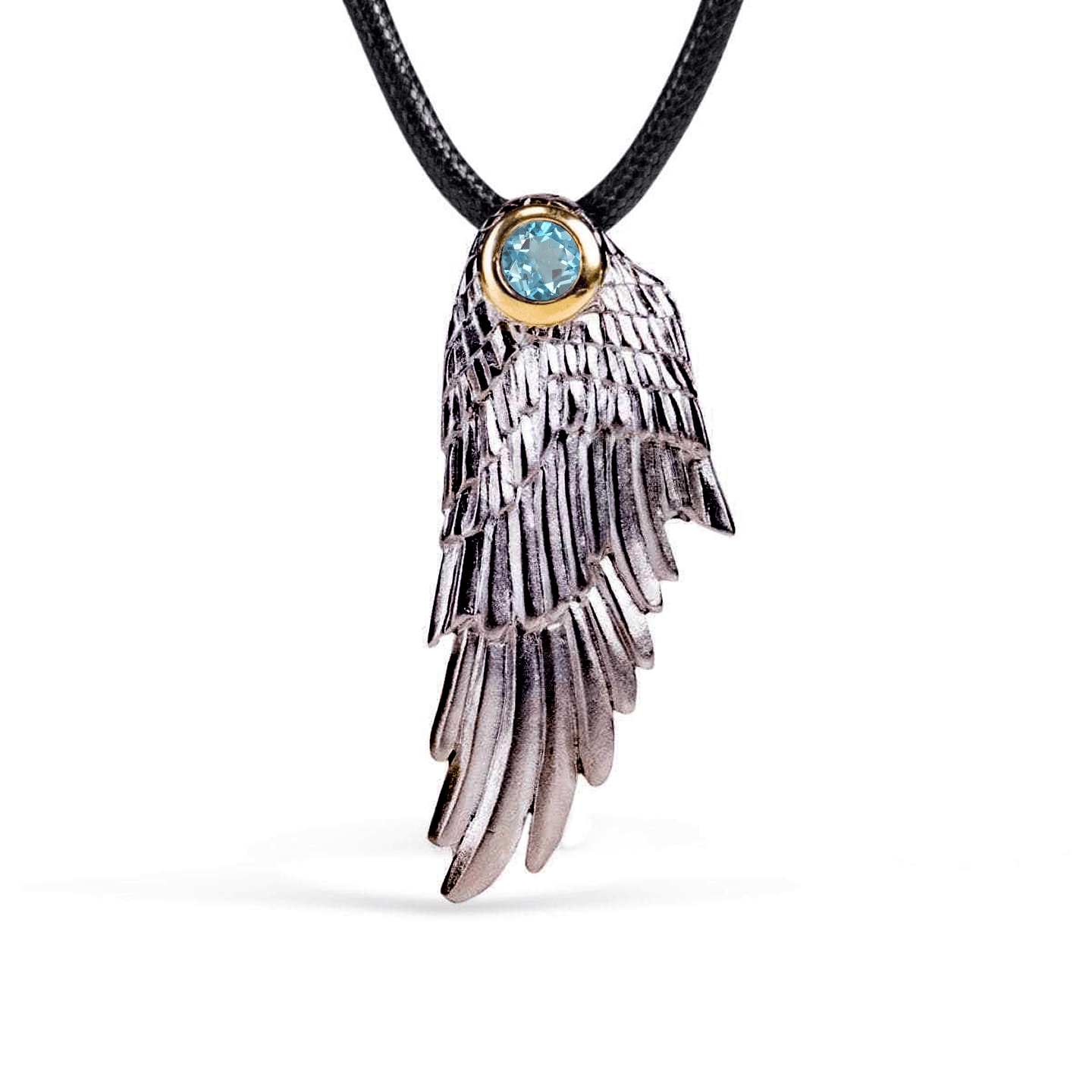 Fligelli Wing Pendant Personalized & Co-Designed with Custom Options: Garnet, Sapphire, Citrine, Amethyst, Rhodolite, White or Black Rhodium, Anthracite, Gold