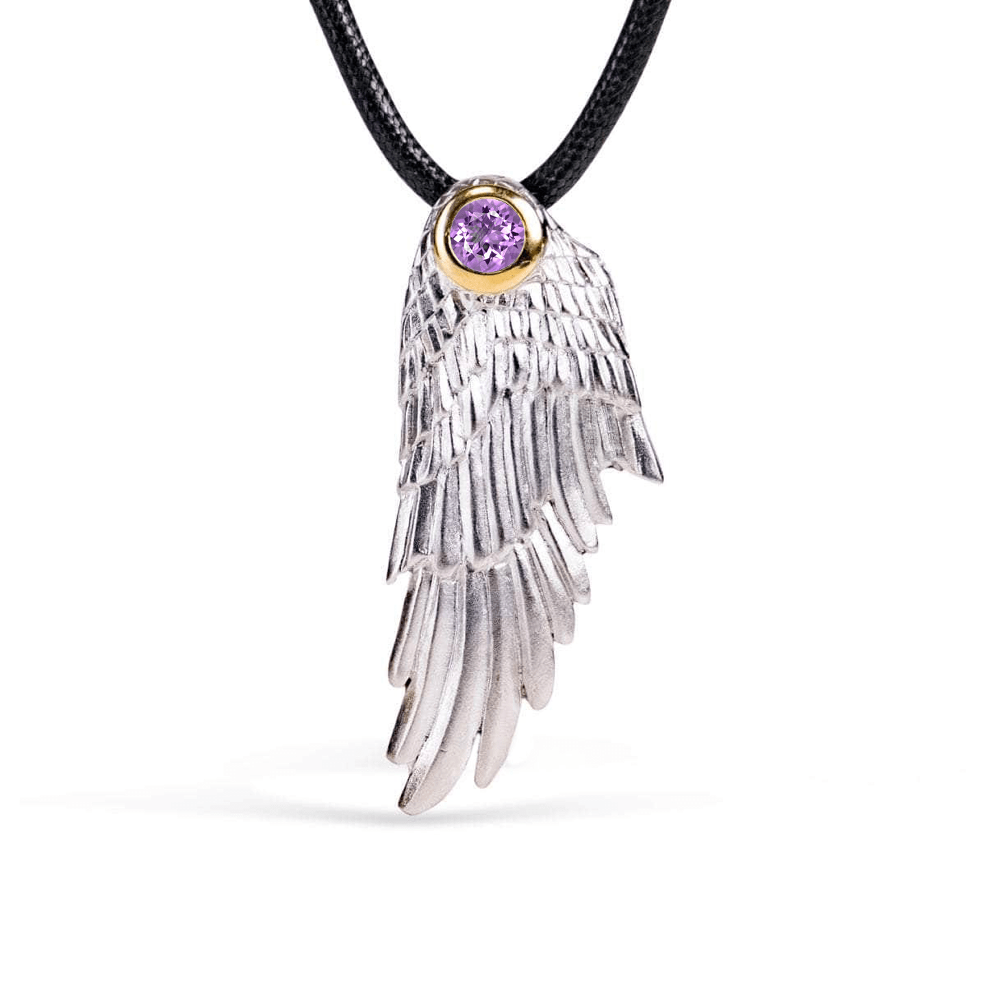 Fligelli Wing Pendant Personalized & Co-Designed with Custom Options: Garnet, Sapphire, Citrine, Amethyst, Rhodolite, White or Black Rhodium, Anthracite, Gold