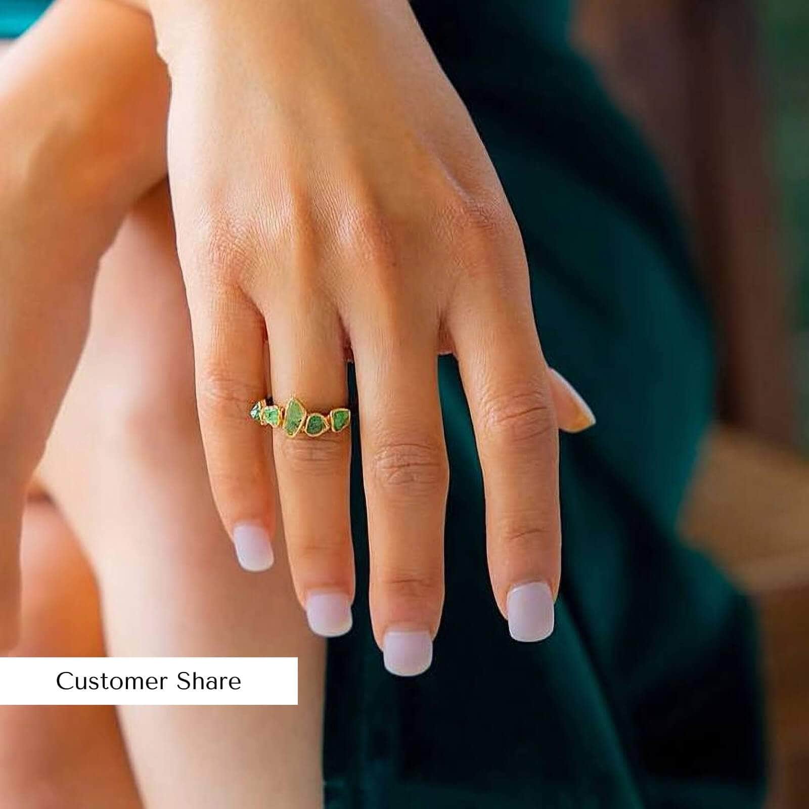 Florea Minimalist 925 Silver Ring with Natural Rough Tsavorite